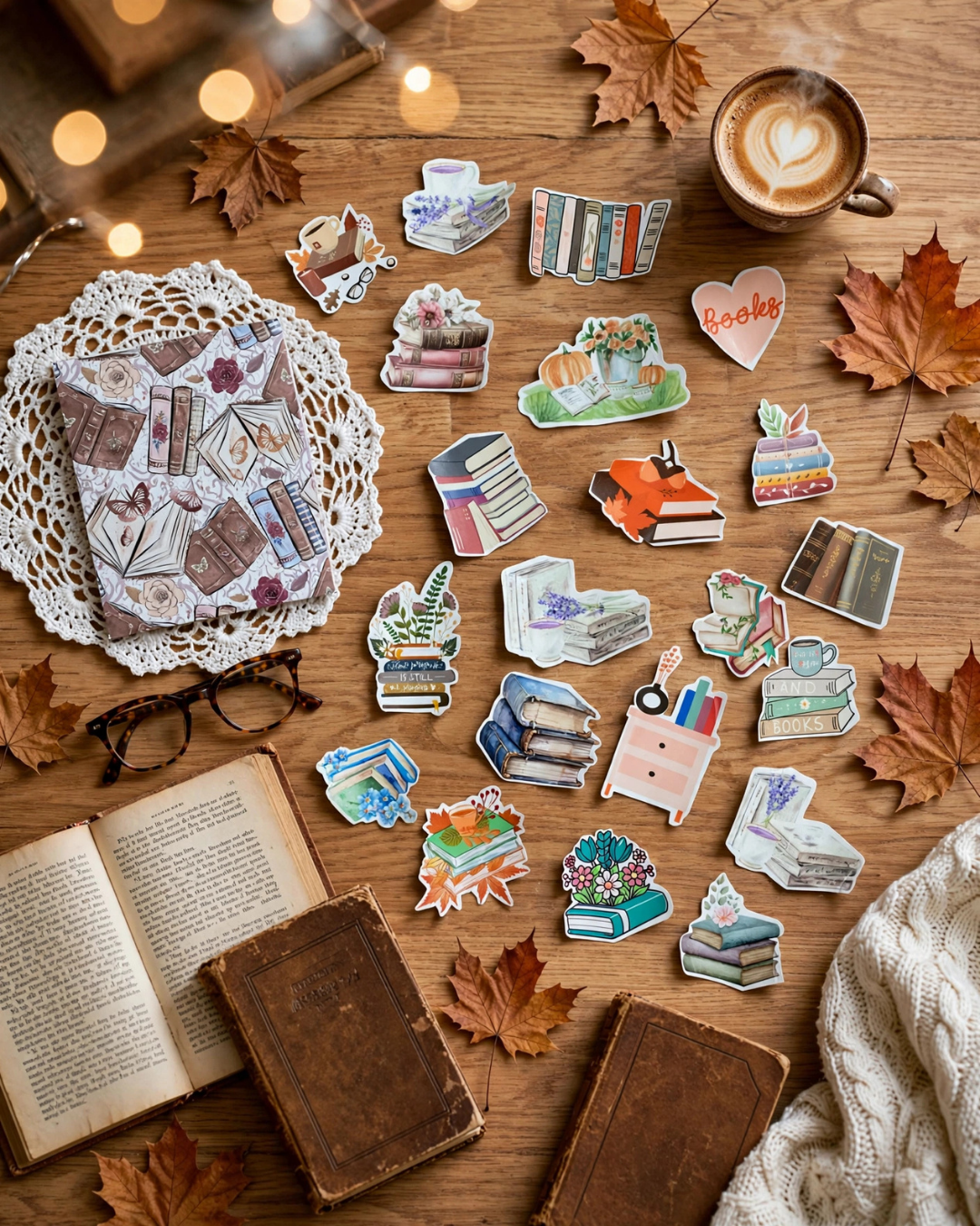 Book Illustrations for Book Lover Sticker | Stickers set