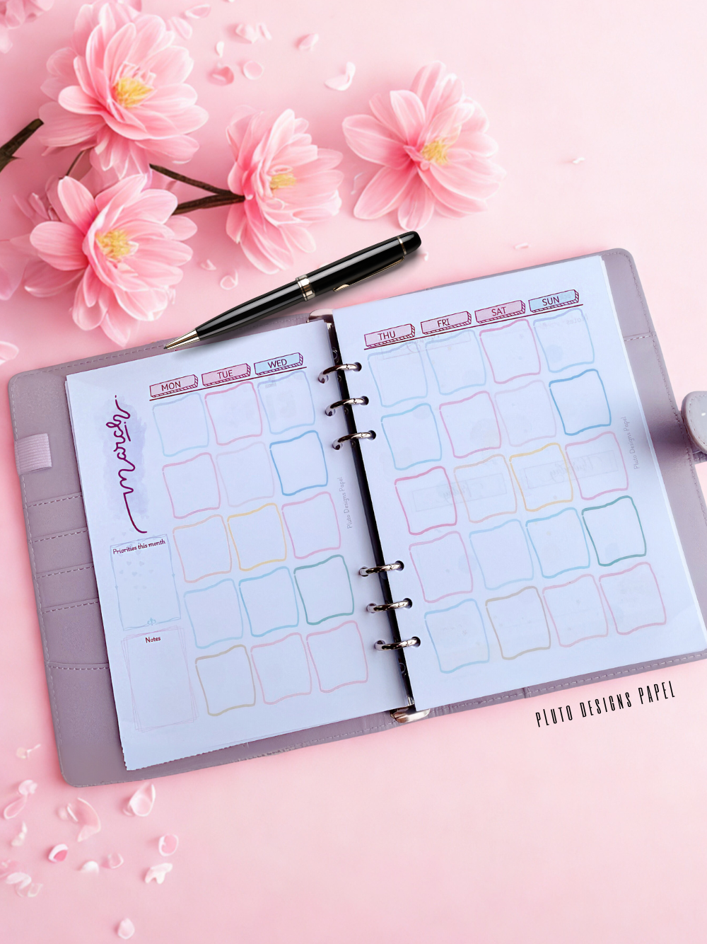 Undated Pastel Weekly Planner In Binder