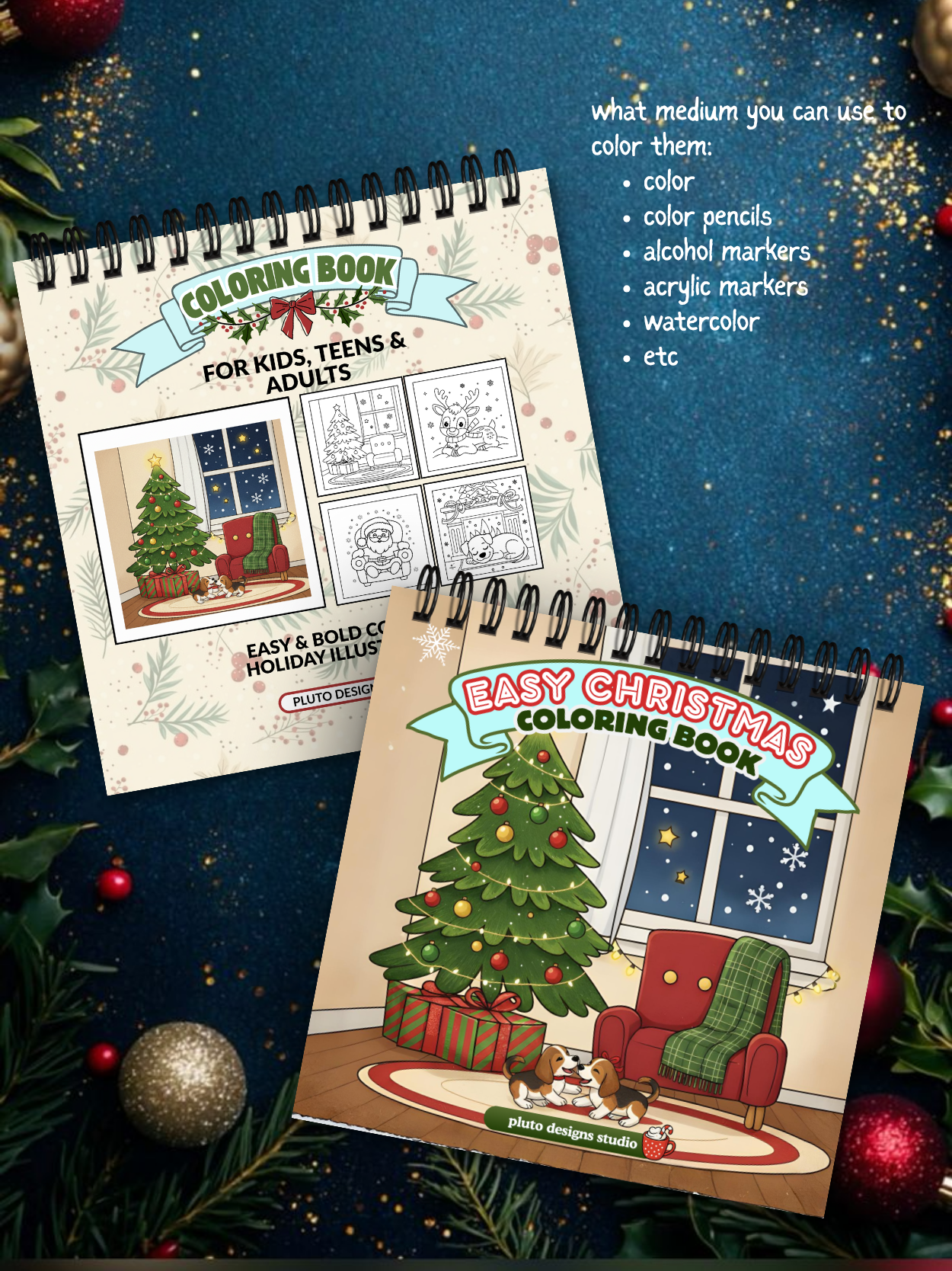 Easy Christmas Coloring Book – 60 Easy Fun & Bold Holiday Illustrations Coloring for All Ages!