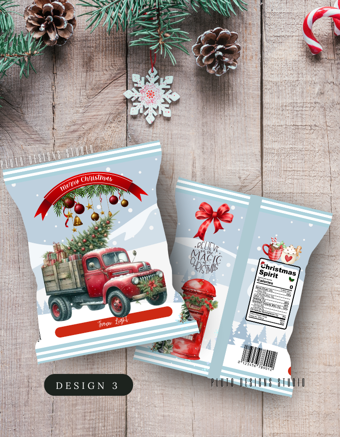 Christmas-Themed Chip Bags for Holiday Season (Pink Theme)