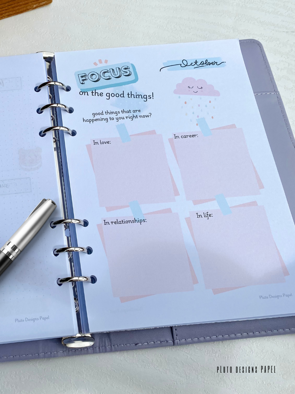 Undated Pastel Weekly Planner In Binder
