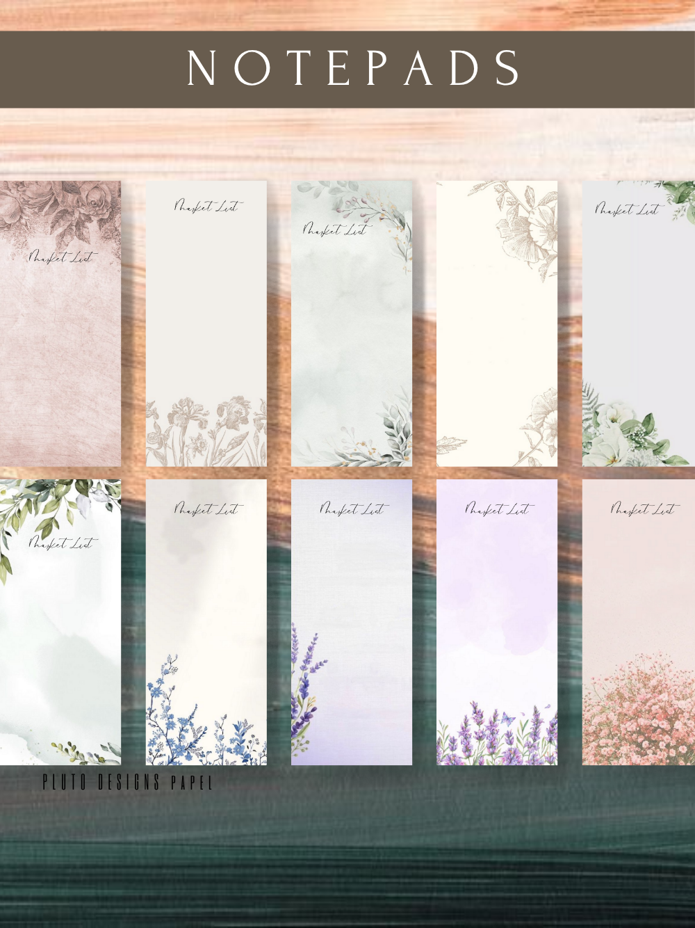 Flower Garden Market List Notepads (10 Pretty Designs)