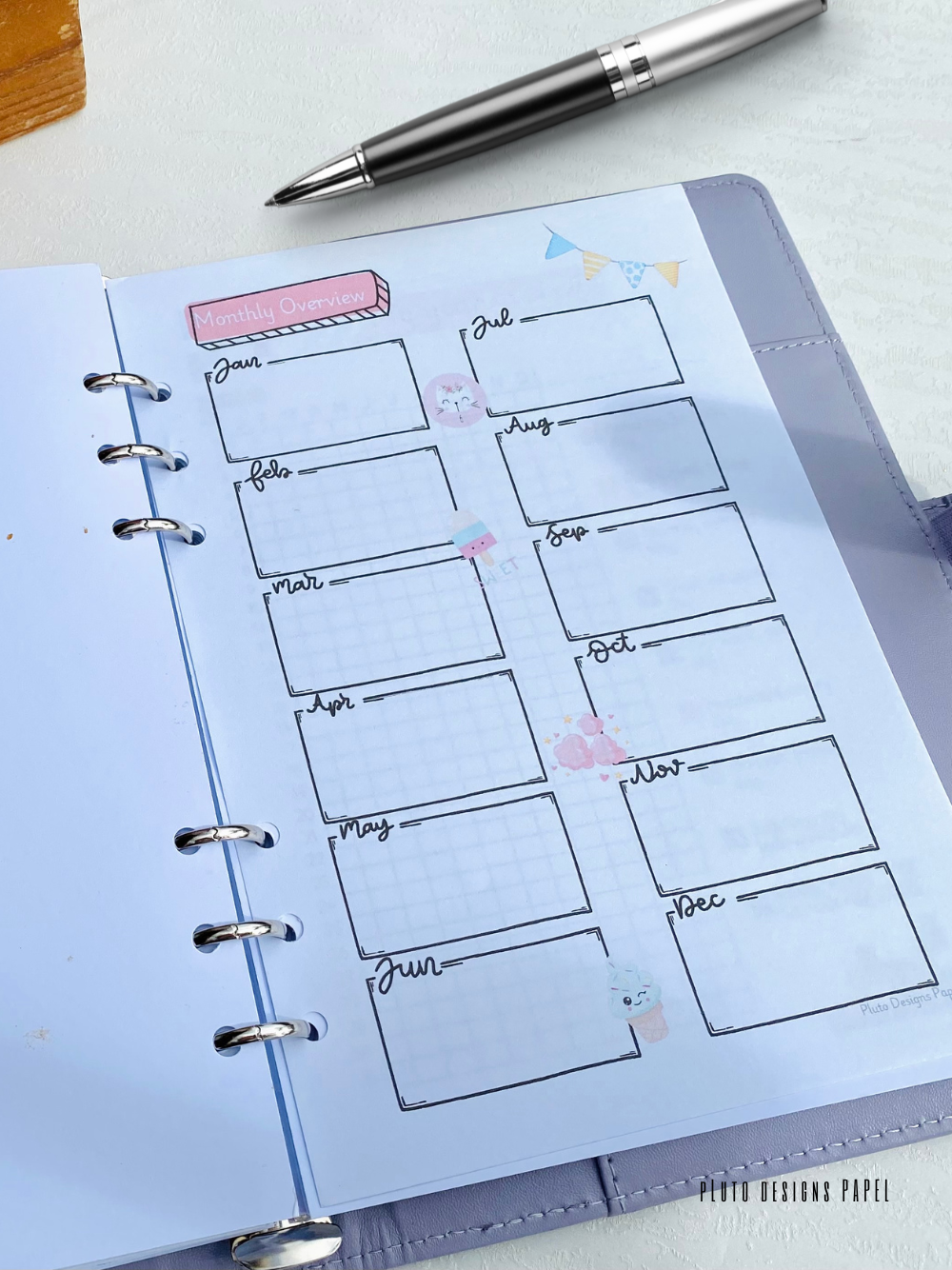 Undated Pastel Weekly Planner In Binder