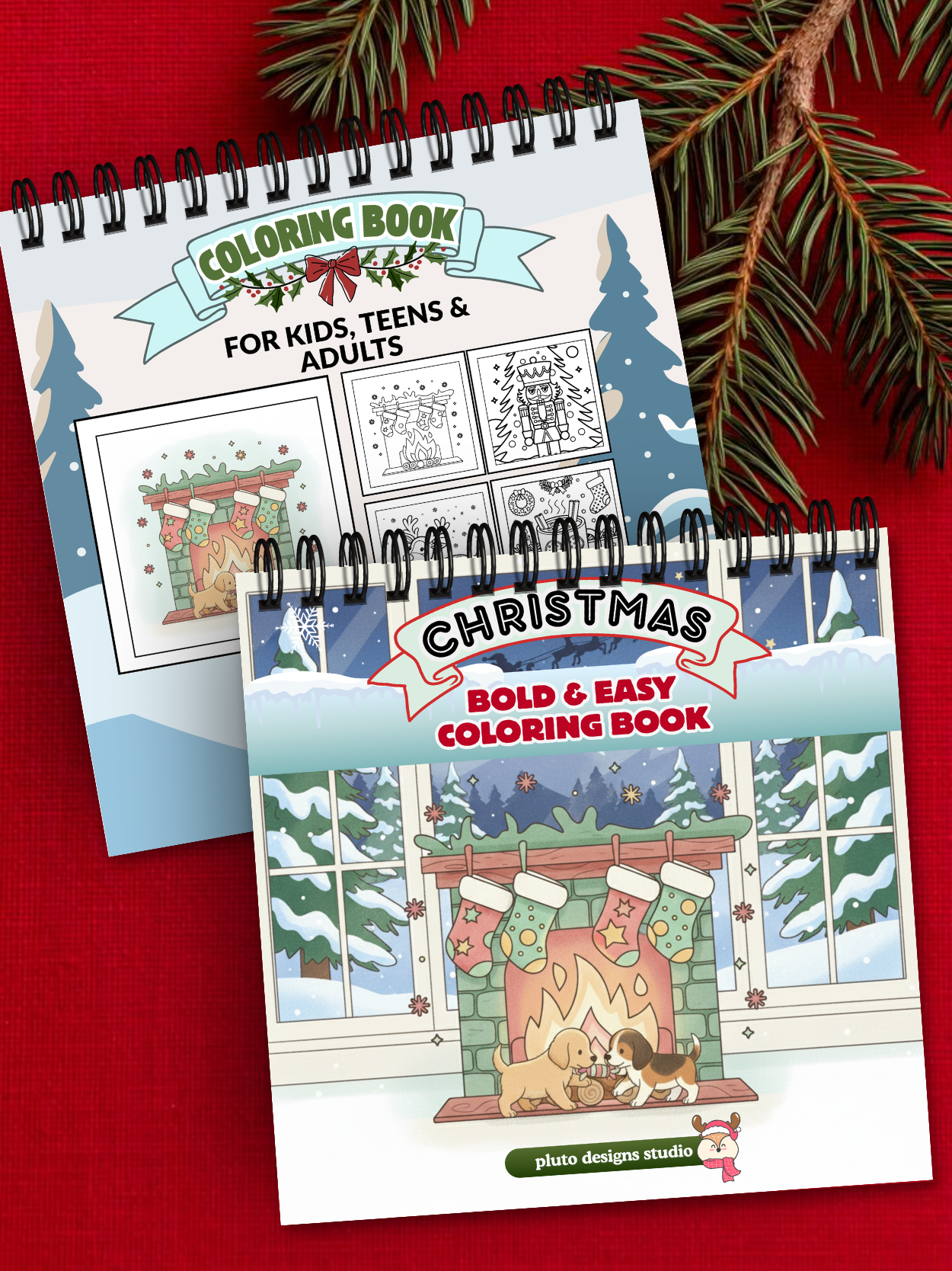 Snowy Christmas Coloring Book – 60 Easy Fun & Bold Holiday Illustrations Coloring for Kids, Teens & Adults