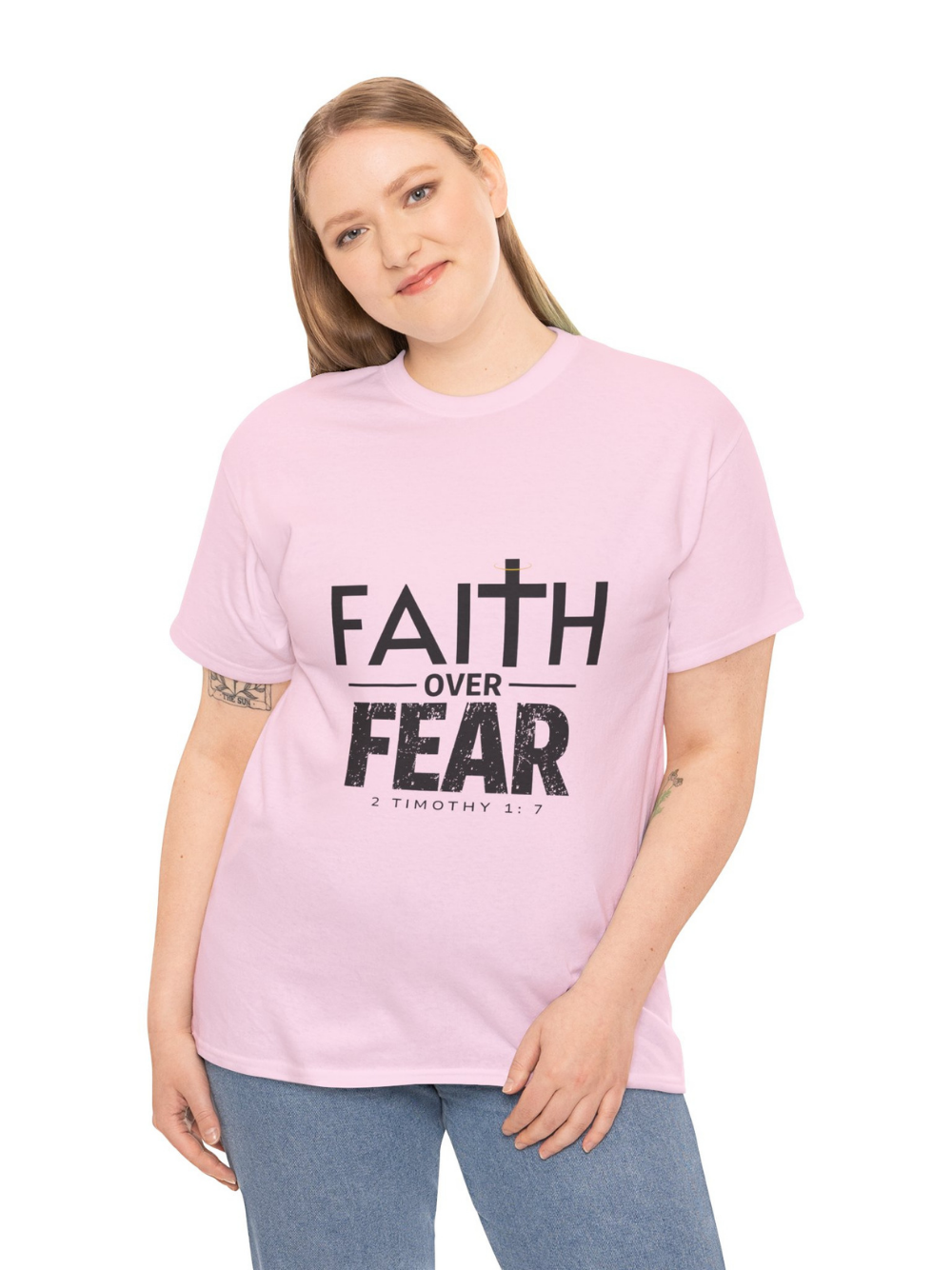 Faith Over Fear T-Shirt — Inspirational Christian Tee (1 Timothy 1:7) Unisex  Cotton Shirt