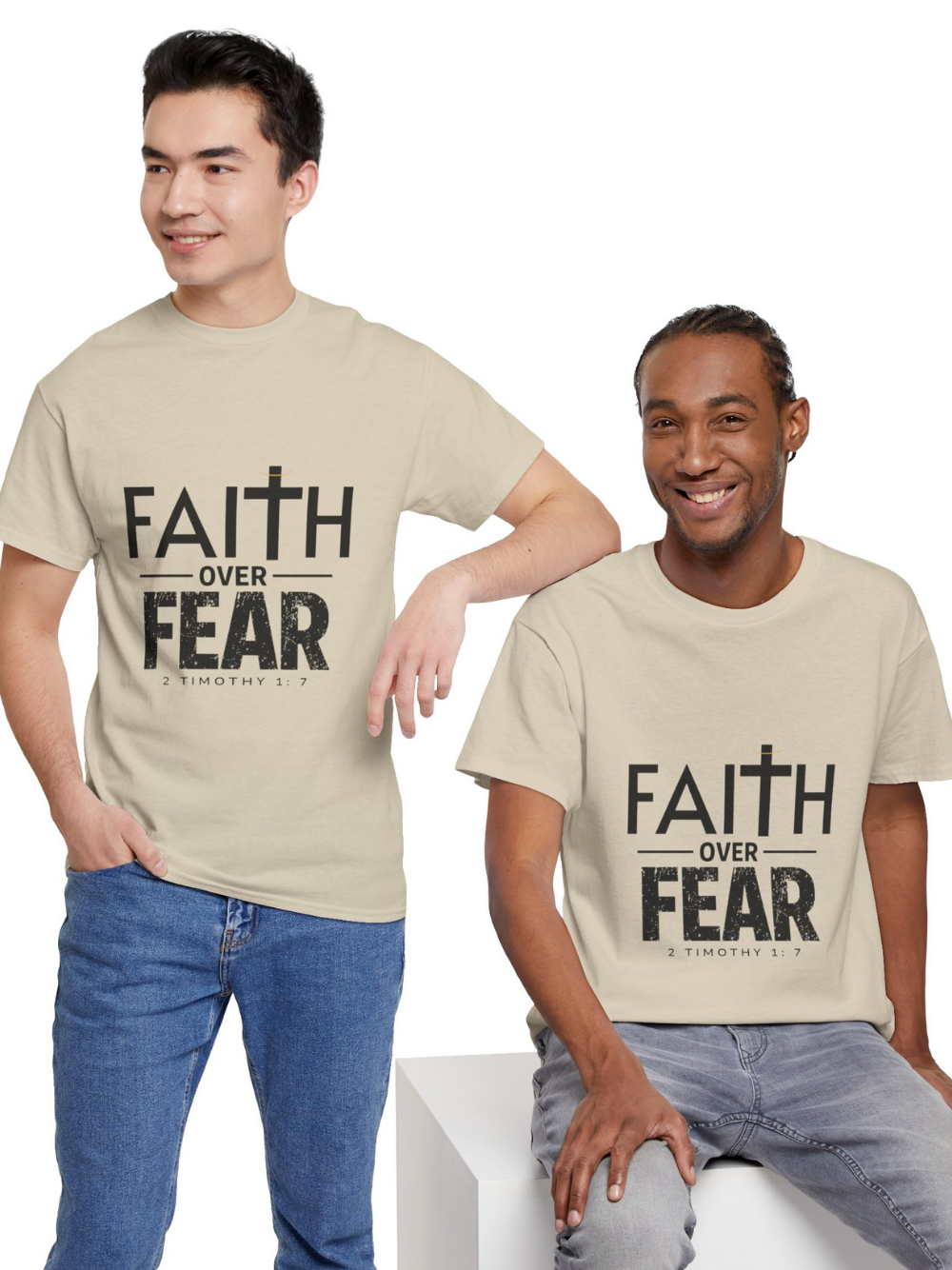 Faith Over Fear T-Shirt — Inspirational Christian Tee (1 Timothy 1:7) Unisex  Cotton Shirt