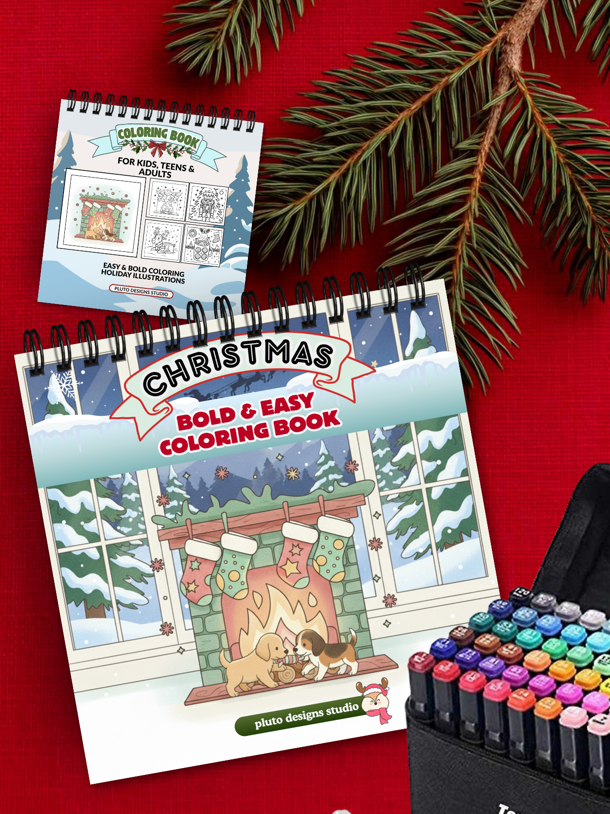 Snowy Christmas Coloring Book – 60 Easy Fun & Bold Holiday Illustrations Coloring for Kids, Teens & Adults