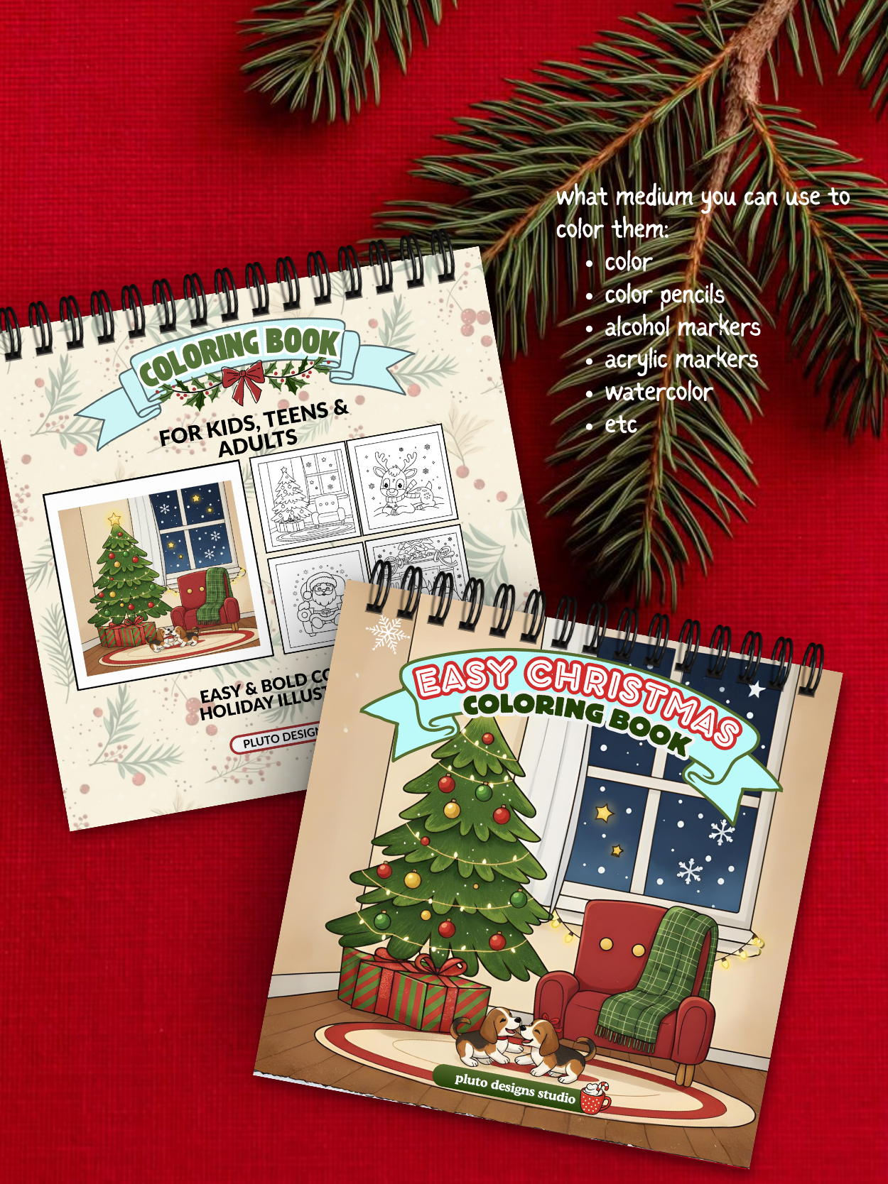 Snowy Christmas Coloring Book – 60 Easy Fun & Bold Holiday Illustrations Coloring for Kids, Teens & Adults