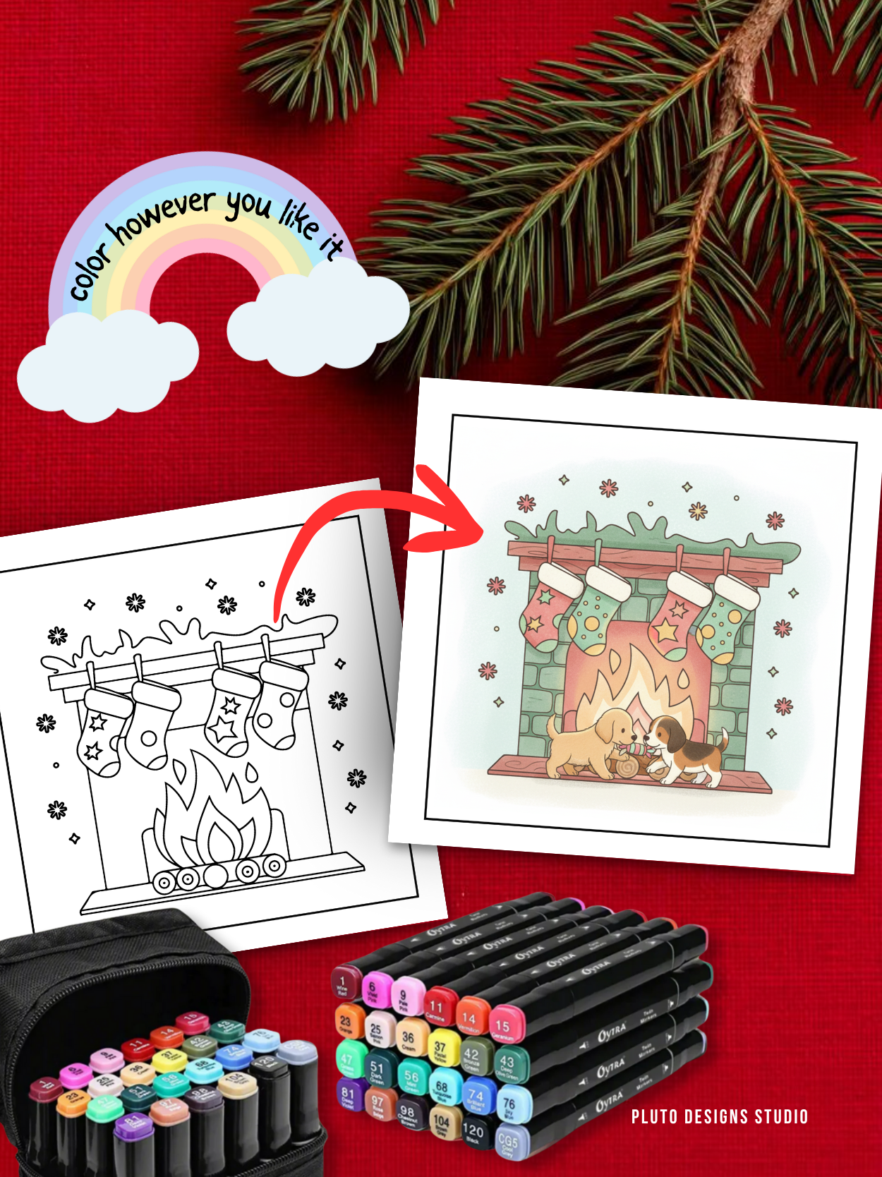 Snowy Christmas Coloring Book – 60 Easy Fun & Bold Holiday Illustrations Coloring for Kids, Teens & Adults