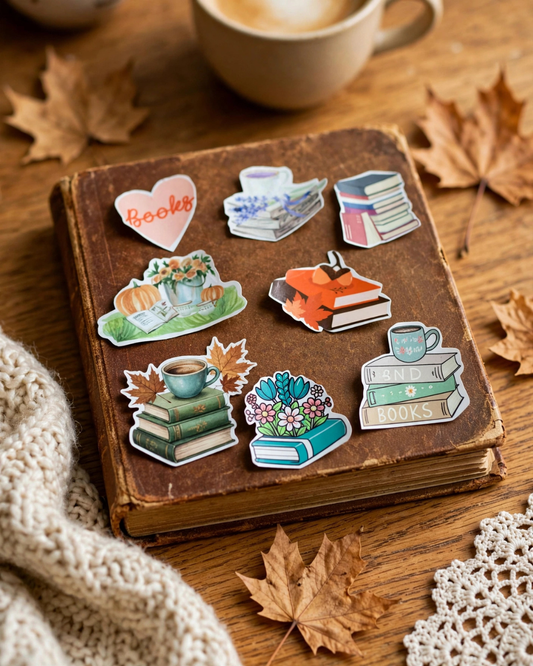 Book Illustrations for Book Lover Sticker | Stickers set