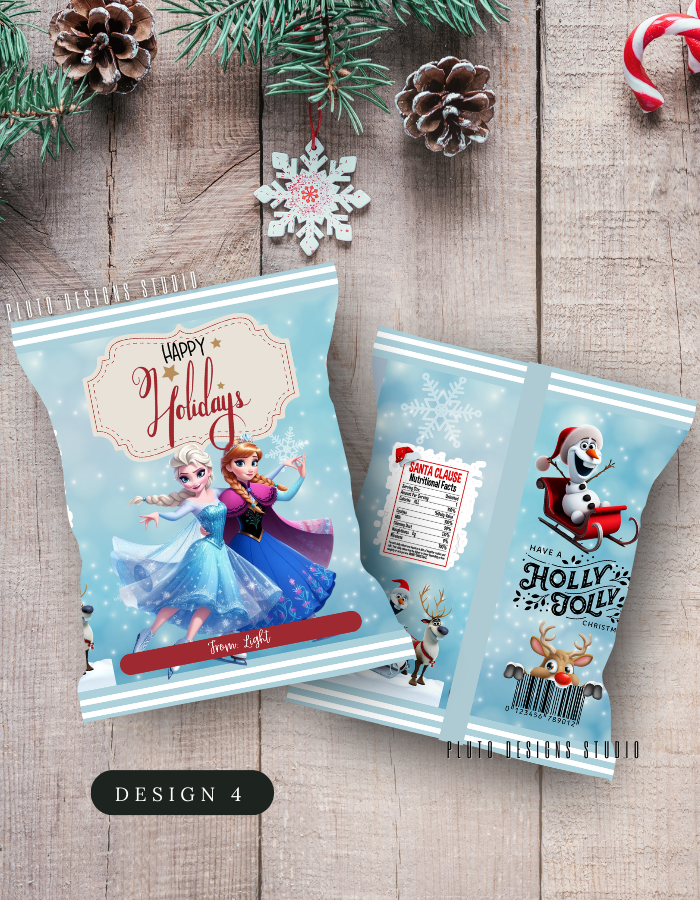 Christmas-Themed Chip Bags for Holiday Season (Pink Theme)