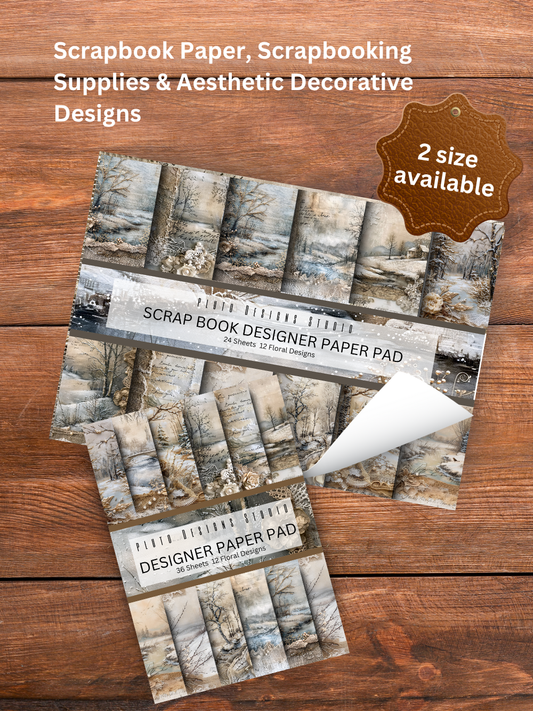 Designer Paper Pad – Vintage Burlap Brown Theme Scrapbook Paper Set