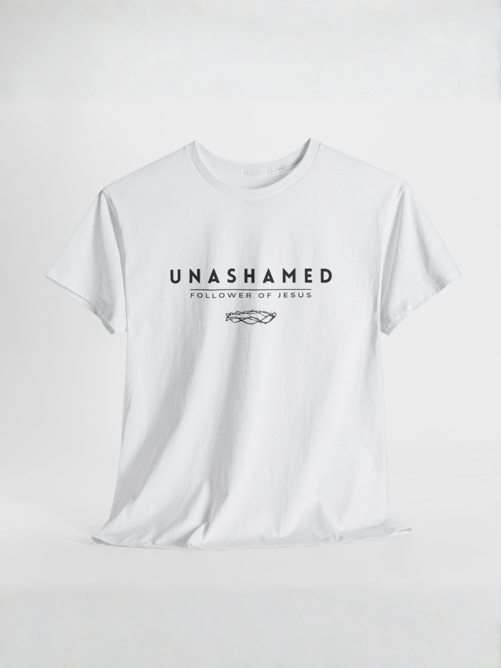 T-Shirt — "Unashamed: Followers of Jesus" Christian Tee (Crown of Thorns Back Print) Unisex Faith Shirt