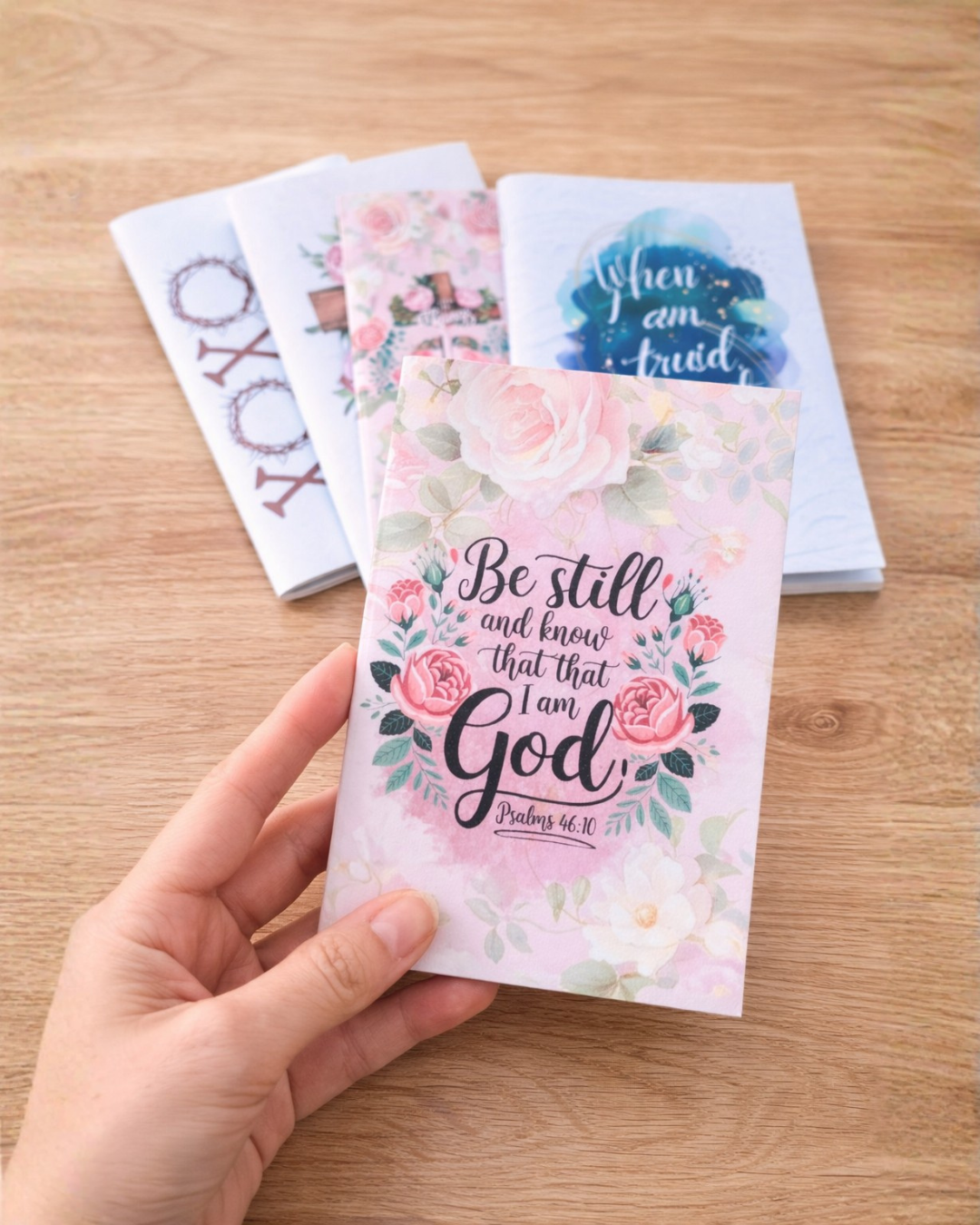 4-Pc Christian A5 Mini Journal Set – Faith-Based Notebook Pack with Bible Scripture Designs