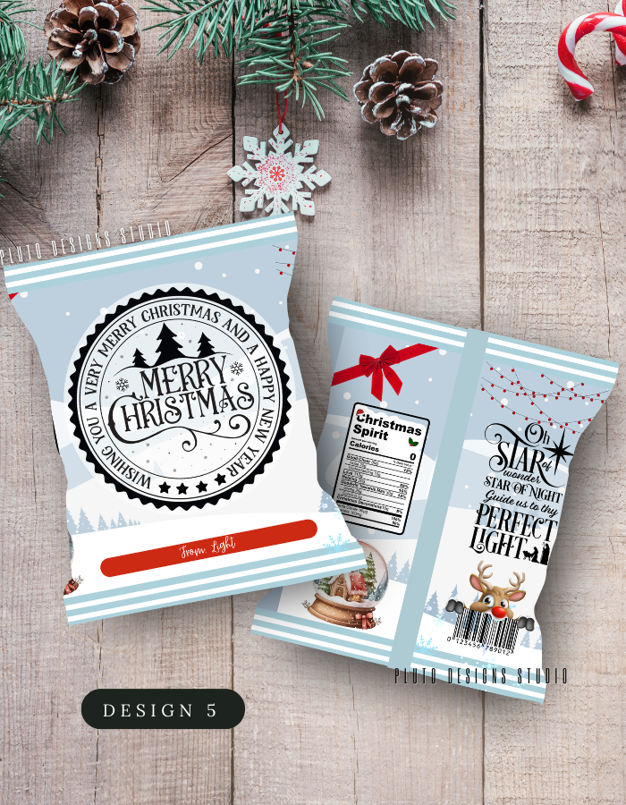 Christmas-Themed Chip Bags for Holiday Season (Pink Theme)