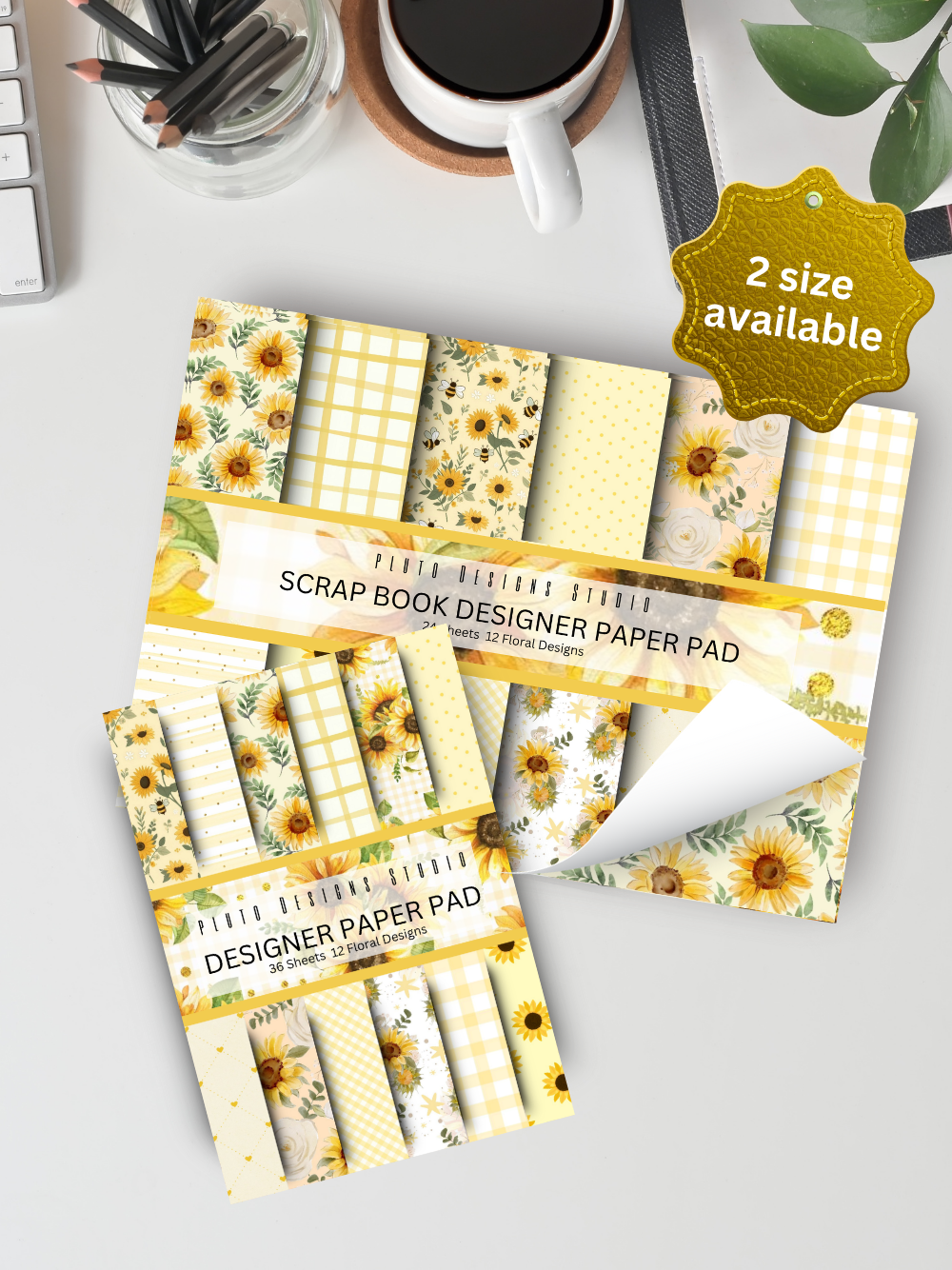 Designer Paper Pad – Sunflower Sunshine Yellow Theme Scrapbook Paper Set