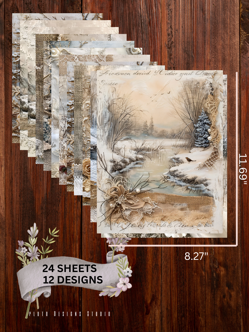 Designer Paper Pad – Vintage Burlap Brown Theme Scrapbook Paper Set