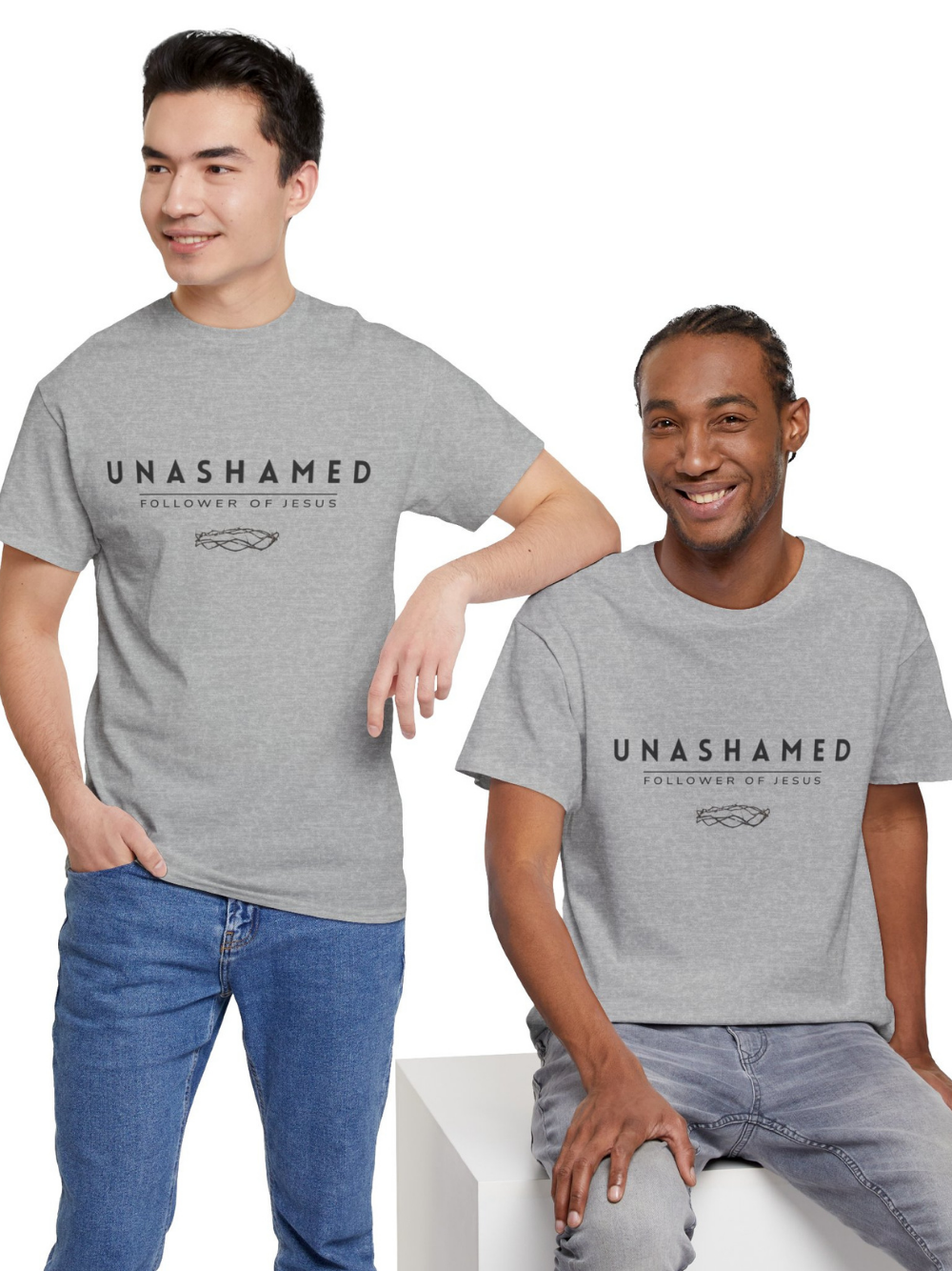 T-Shirt — "Unashamed: Followers of Jesus" Christian Tee (Crown of Thorns Back Print) Unisex Faith Shirt