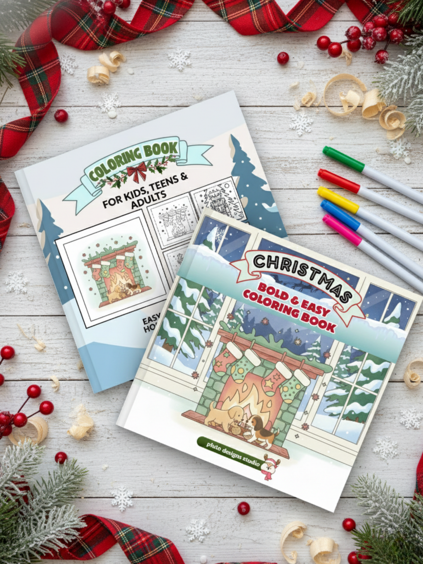 Snowy Christmas Coloring Book – 60 Easy Fun & Bold Holiday Illustrations Coloring for Kids, Teens & Adults