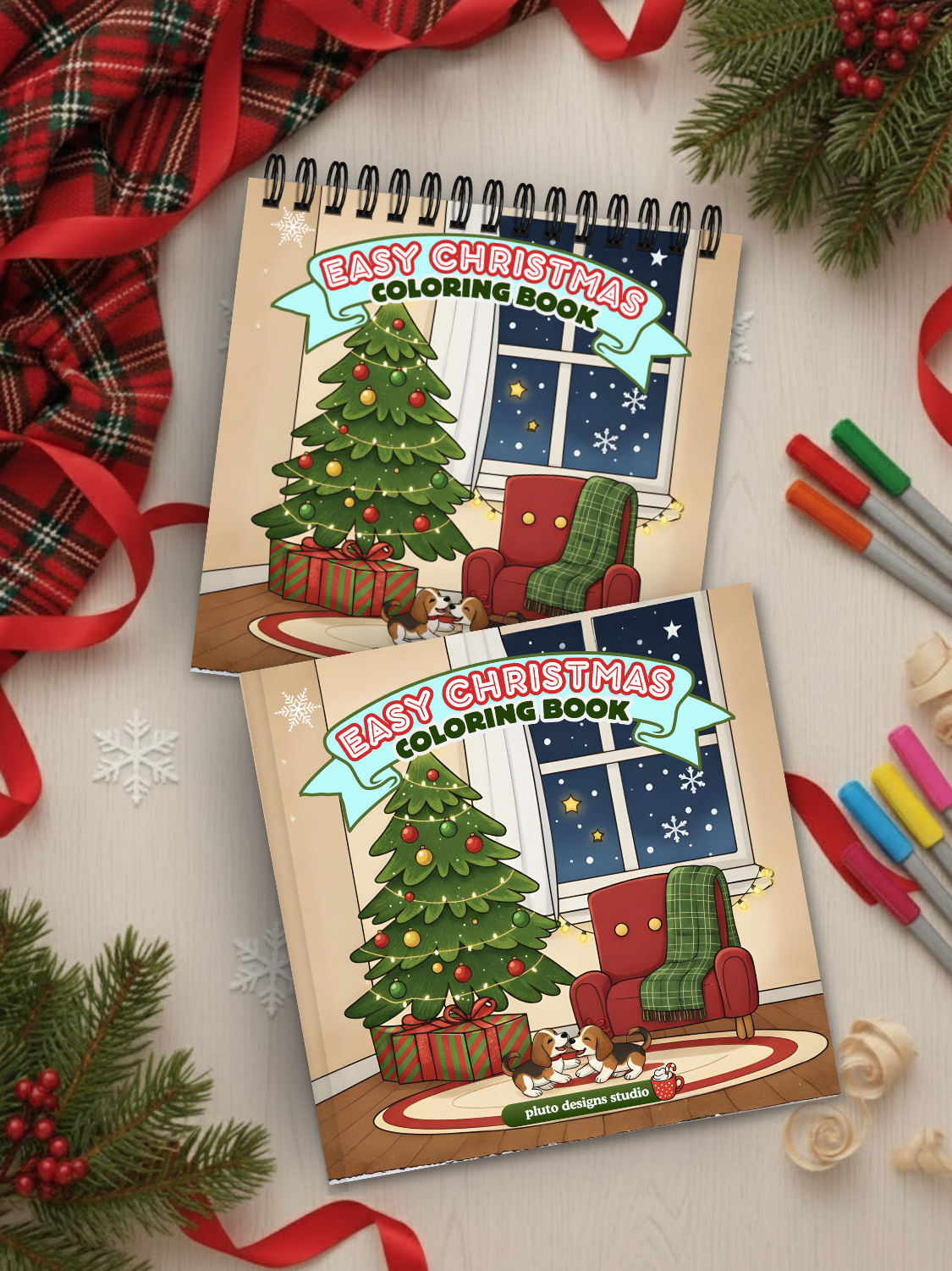 Easy Christmas Coloring Book – 60 Easy Fun & Bold Holiday Illustrations Coloring for All Ages!