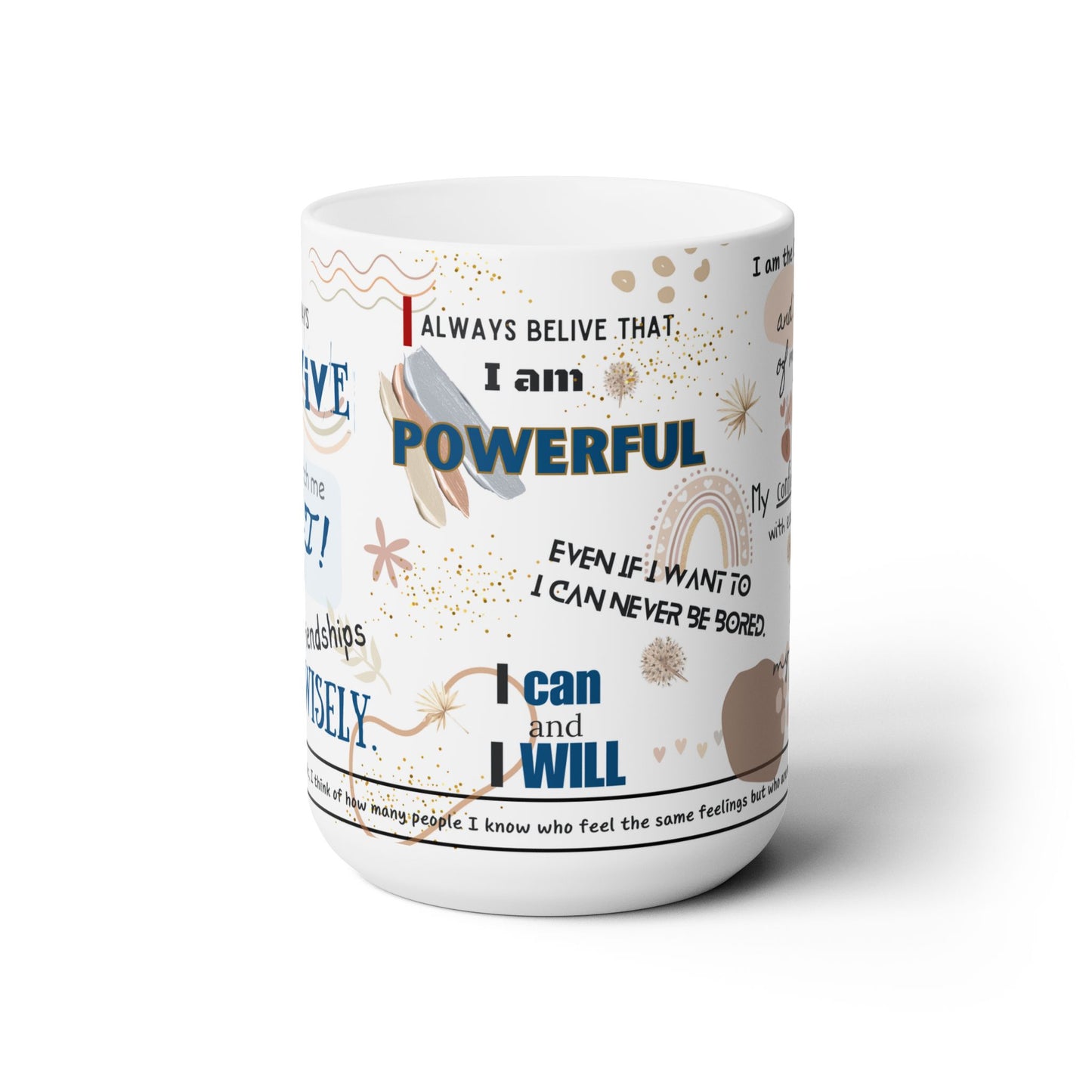 Daily Affirmation Mug I am Strong Boho Ceramic Mug 15oz