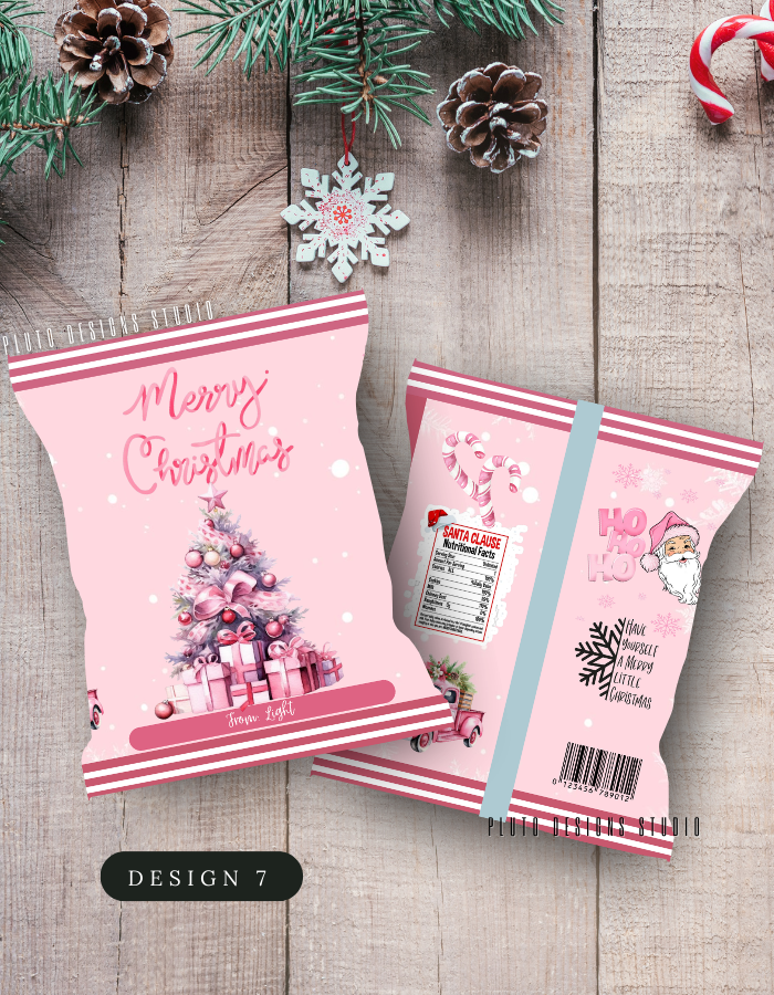 Christmas-Themed Chip Bags for Holiday Season (Pink Theme)