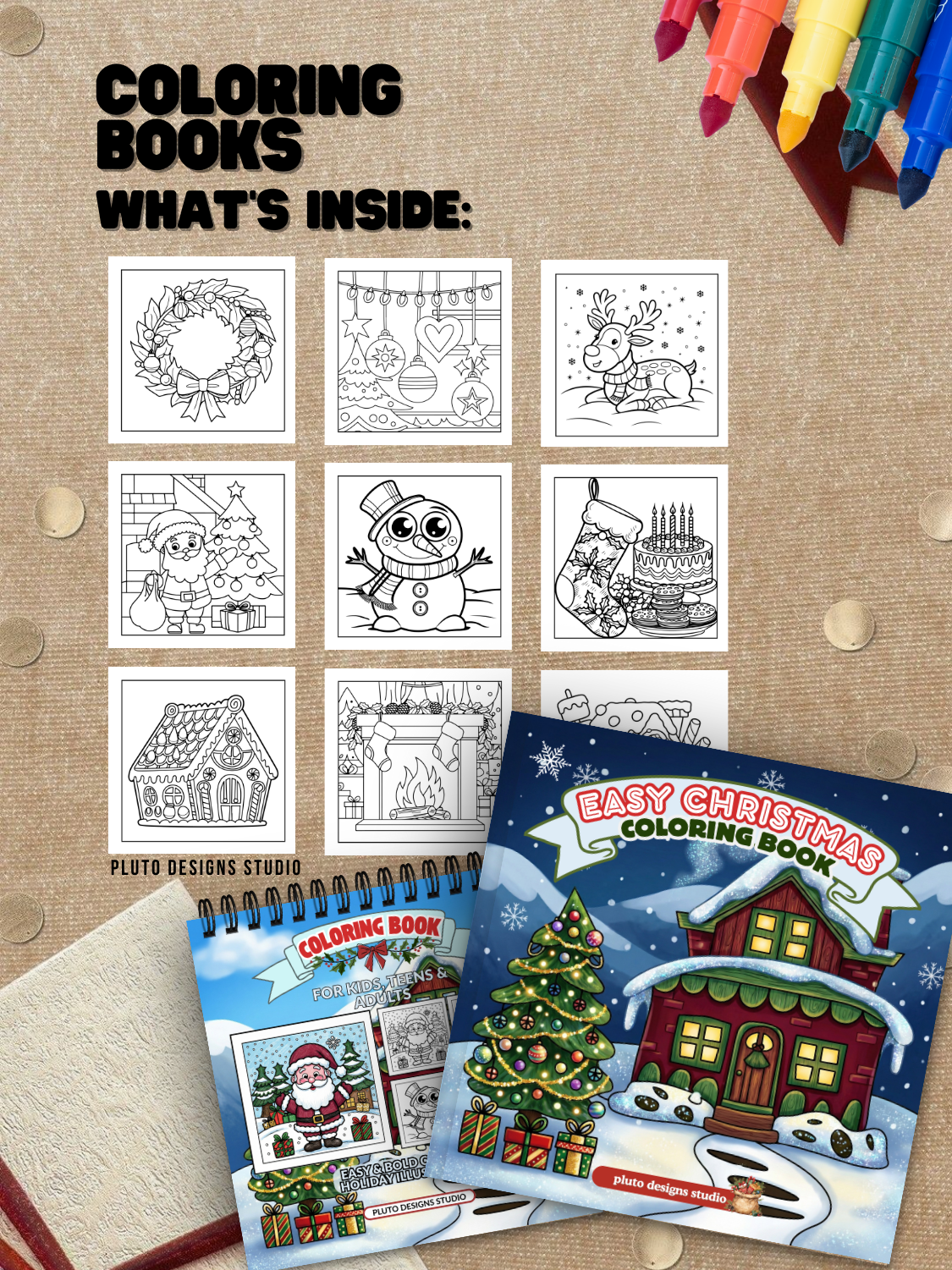 Christmas Coloring Book for All Ages – 60 Cute & Easy Holiday Illustrations | Stress-Relief, Creativity & Perfect Gift Idea