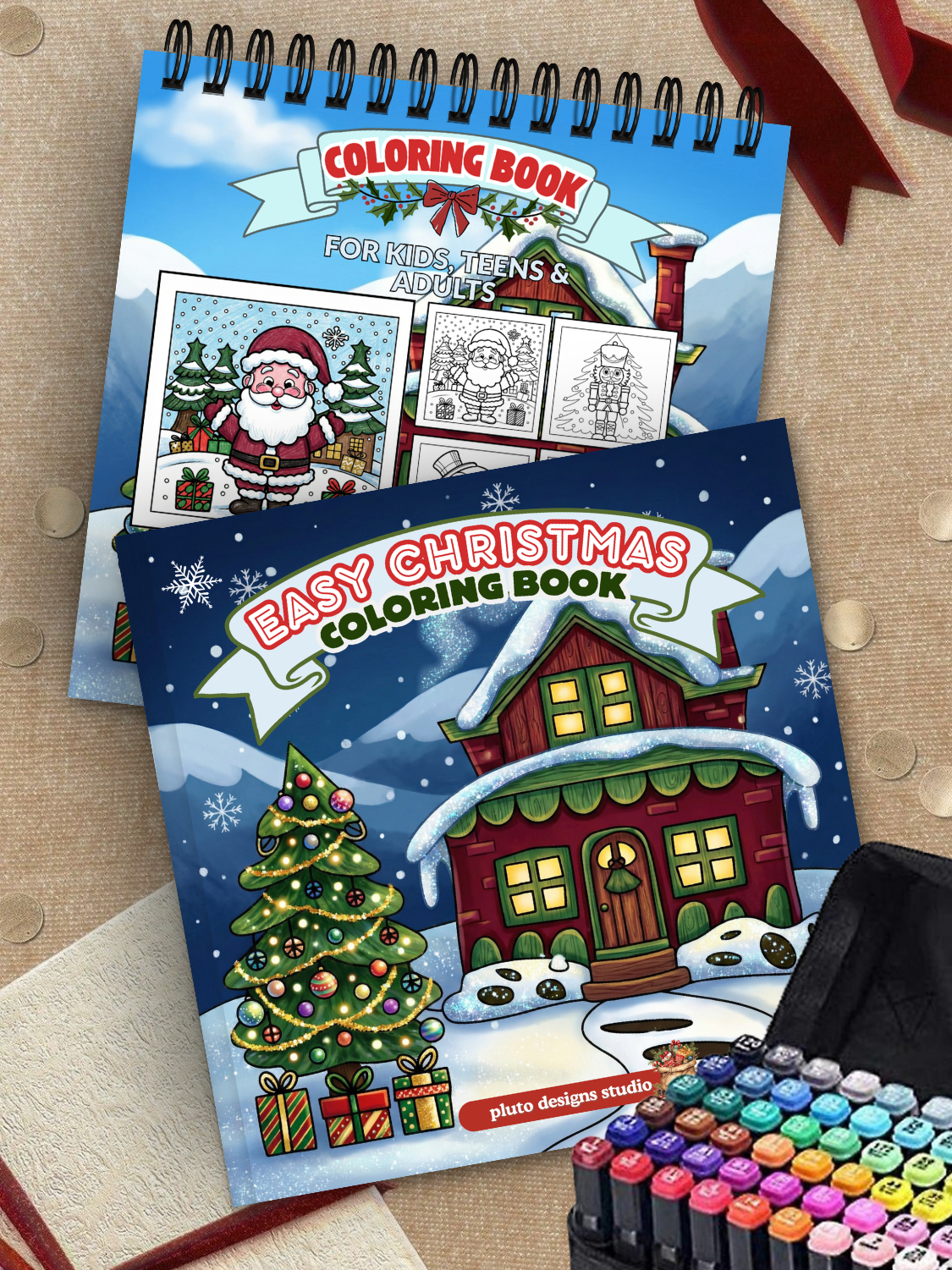 Christmas Coloring Book for All Ages – 60 Cute & Easy Holiday Illustrations | Stress-Relief, Creativity & Perfect Gift Idea