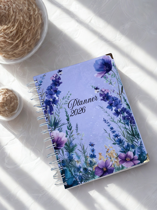2026 Dated Floral Purple Planner - Beautiful Lavenders & Flowers with Monthly Goals