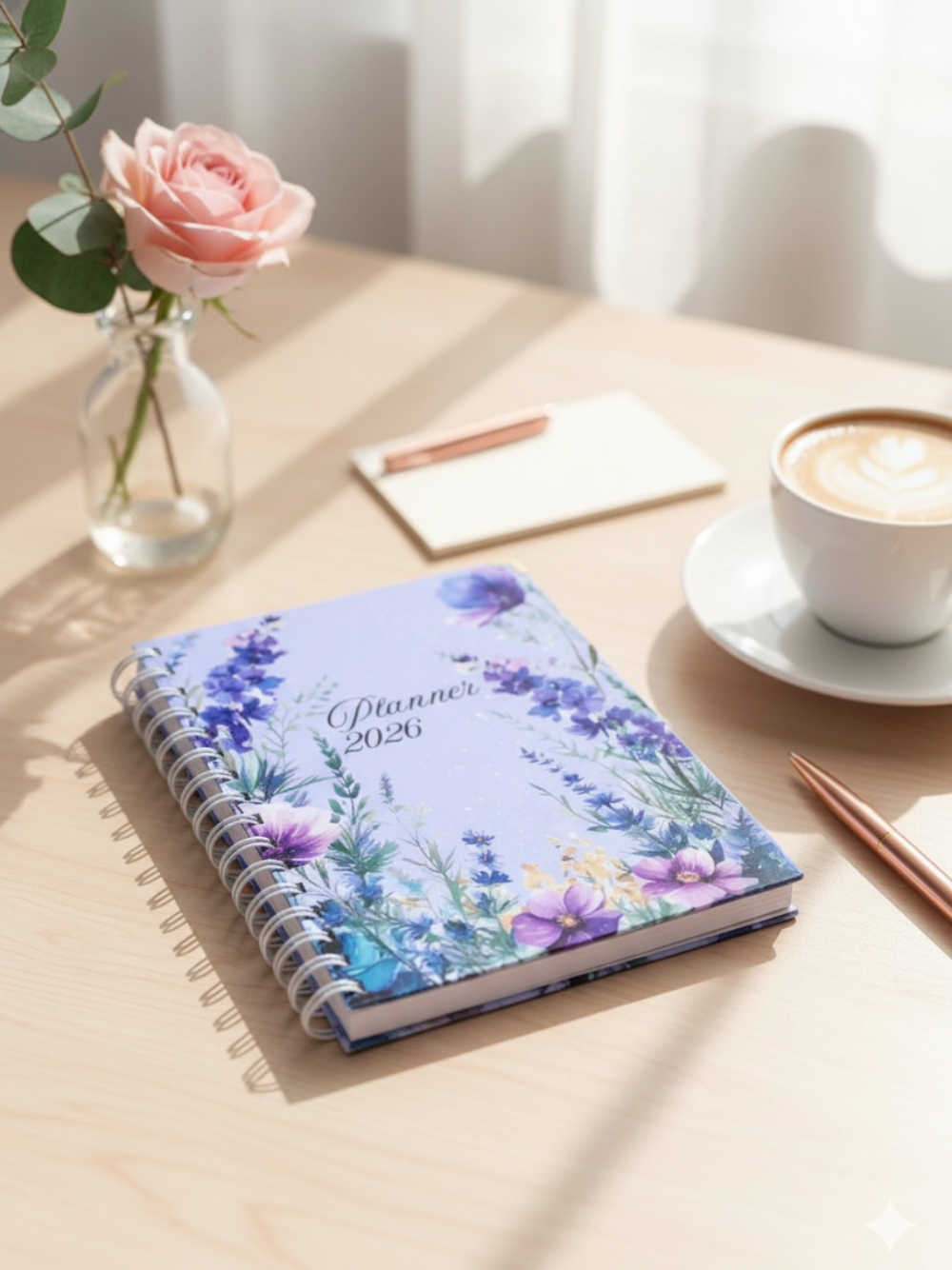 2026 Dated Floral Purple Planner - Beautiful Lavenders & Flowers with Monthly Goals