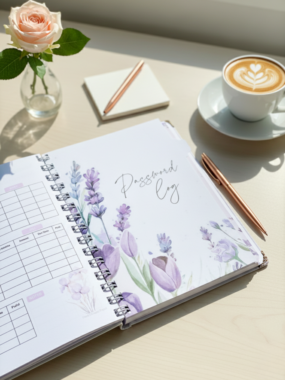2026 Dated Floral Purple Planner - Beautiful Lavenders & Flowers with Monthly Goals