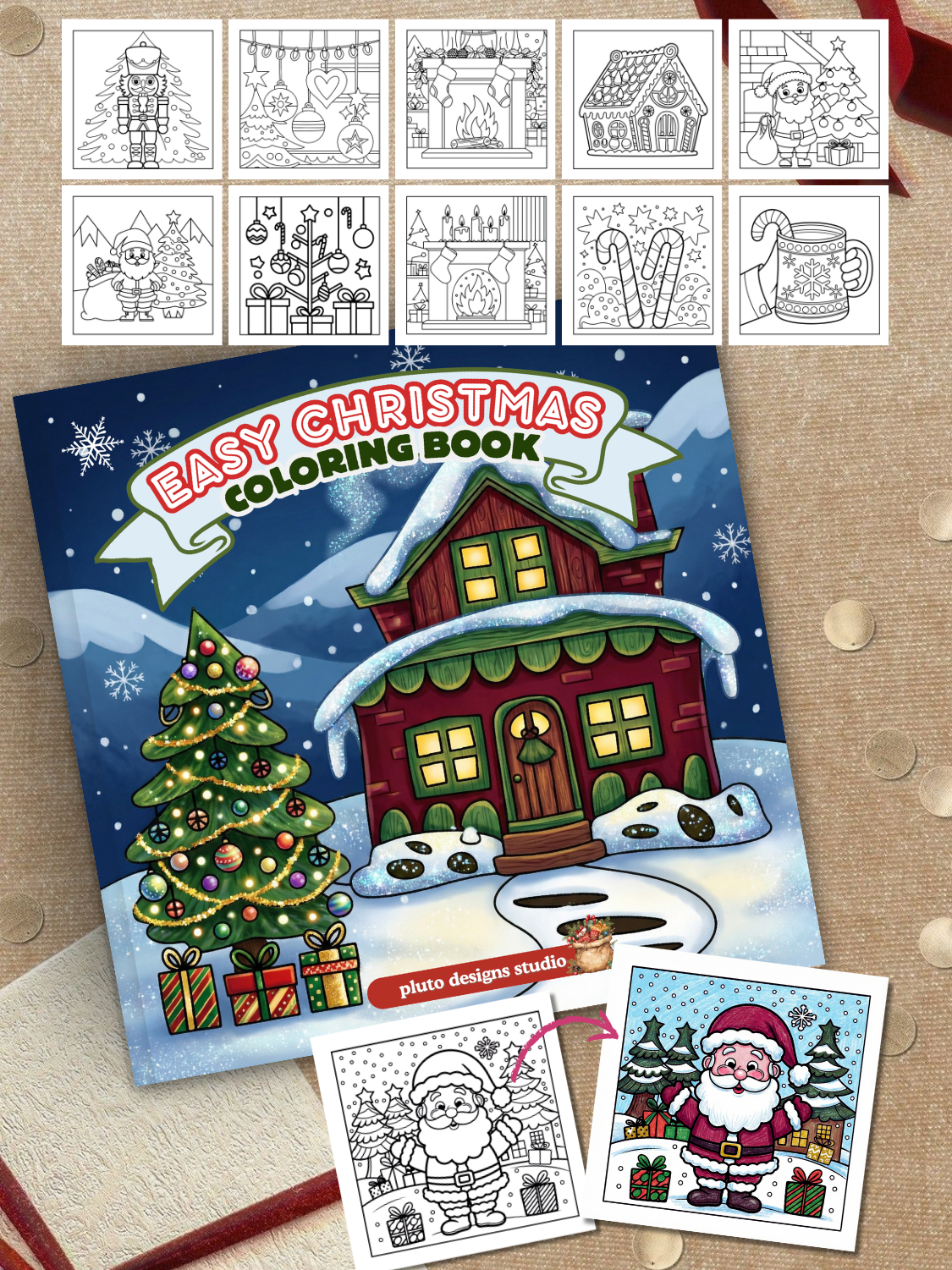 Christmas Coloring Book for All Ages – 60 Cute & Easy Holiday Illustrations | Stress-Relief, Creativity & Perfect Gift Idea