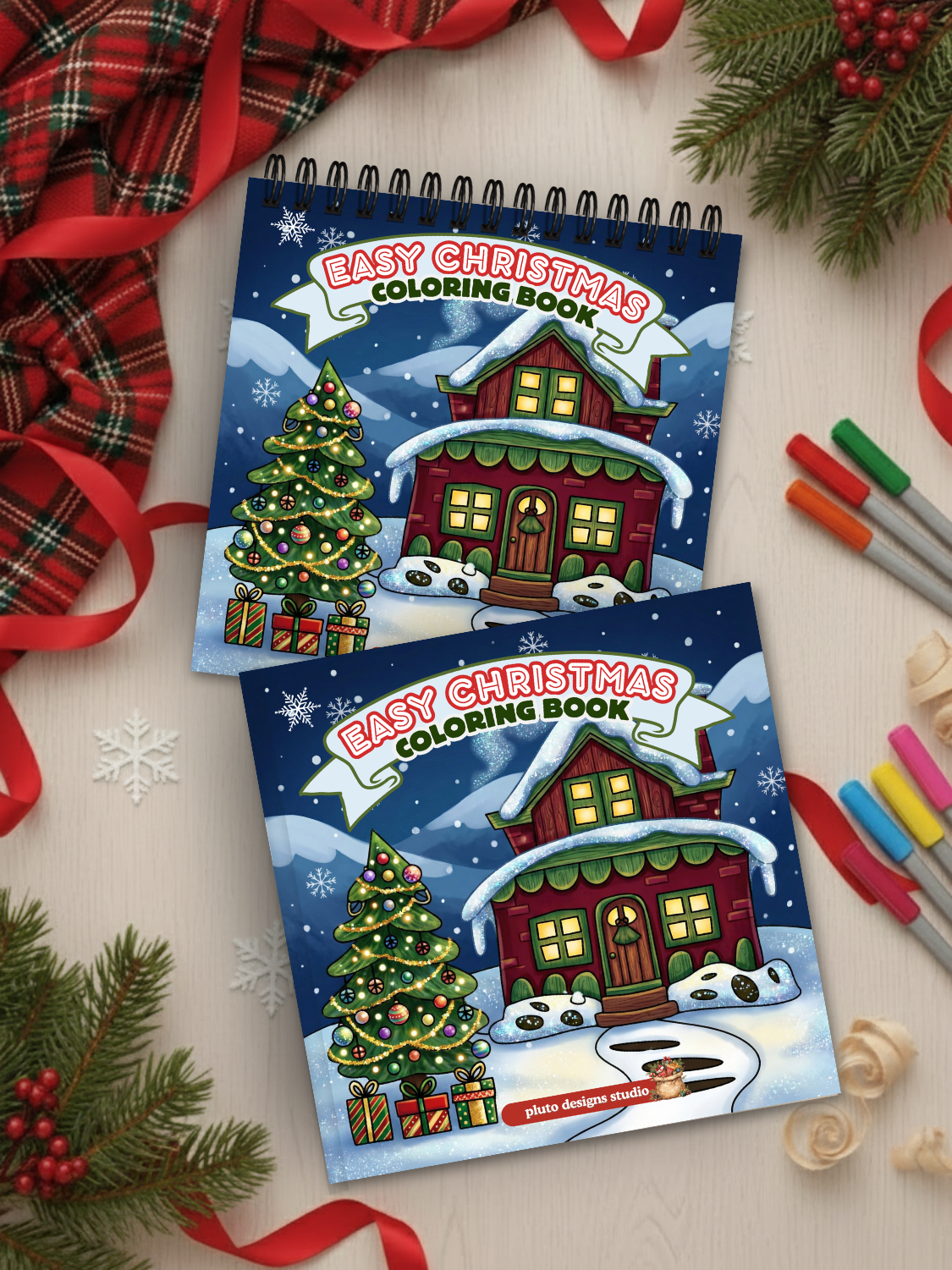 Christmas Coloring Book for All Ages – 60 Cute & Easy Holiday Illustrations | Stress-Relief, Creativity & Perfect Gift Idea