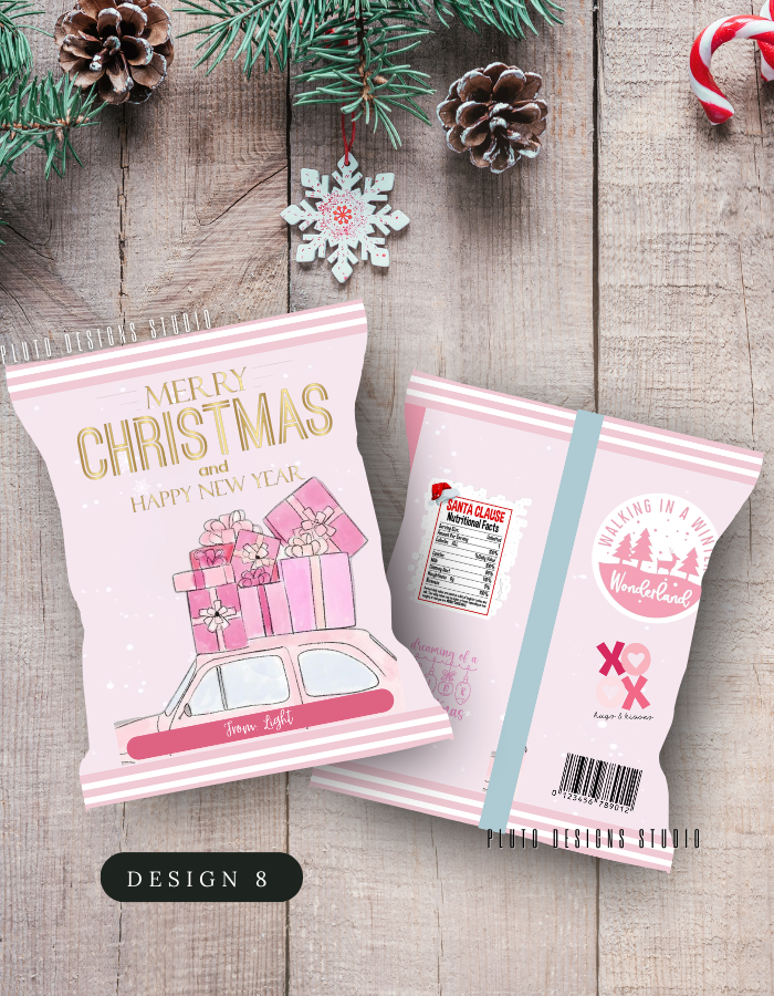 Christmas-Themed Chip Bags for Holiday Season (Pink Theme)