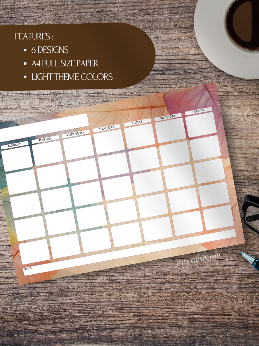 Cute Weekly & Monthly Planner for Goals and Desk Calendars