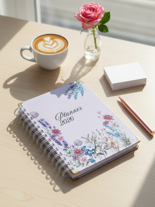 2026 Dated Floral Pink Planner - Weekly & Dated Planner with Monthly Cash Flow | Password Tracker