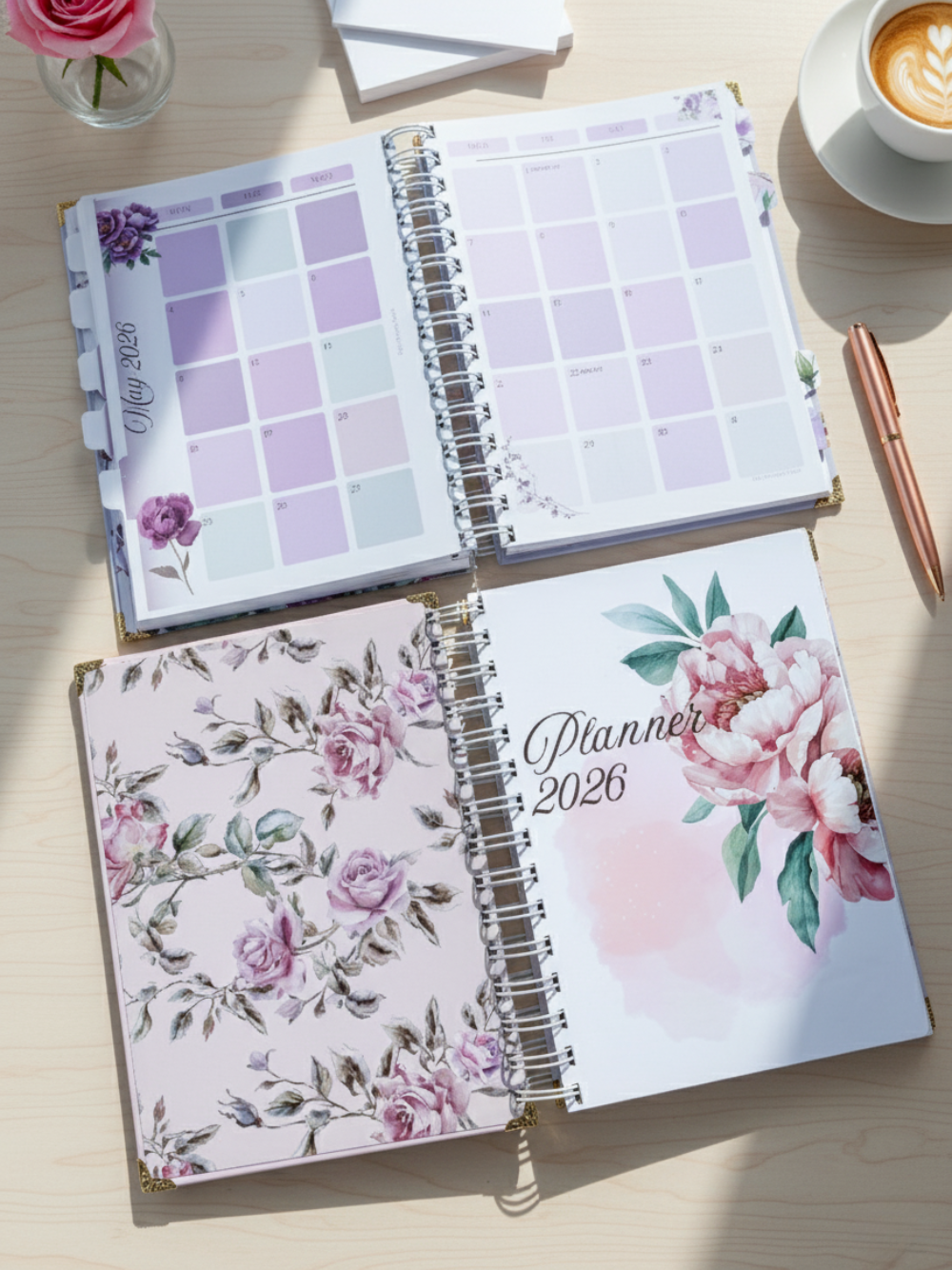 2026 Dated Floral Pink Planner - Weekly & Dated Planner with Monthly Cash Flow | Password Tracker