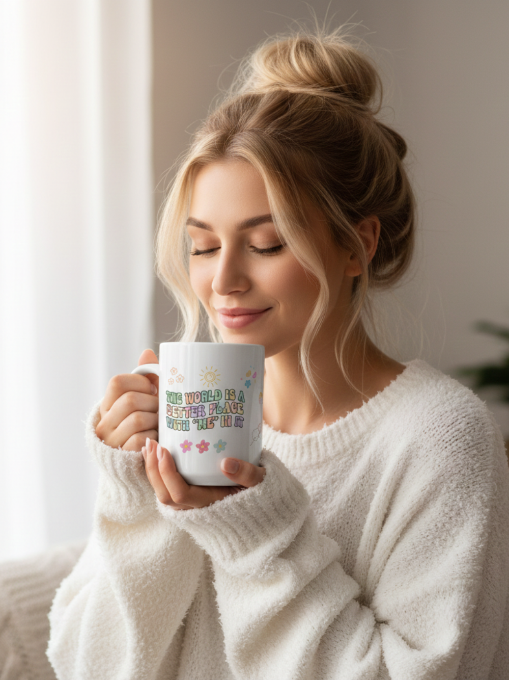 Positive Vibes Ceramic Mug — "The World Is A Better Place With Me" Message Coffee Cup (11oz, 15oz)