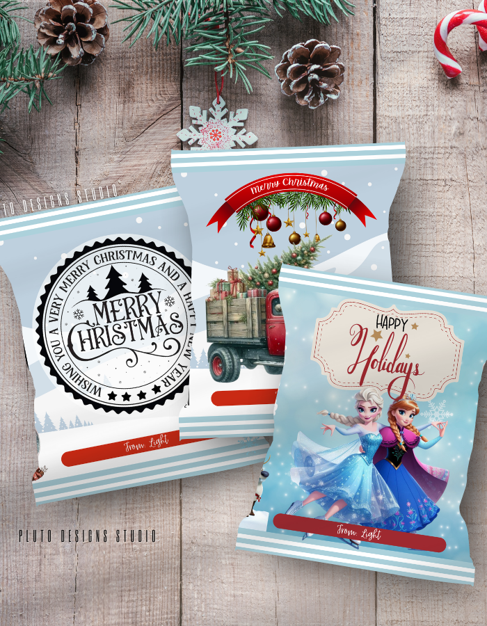 Christmas-Themed Chip Bags for Holiday Season (Pink Theme)