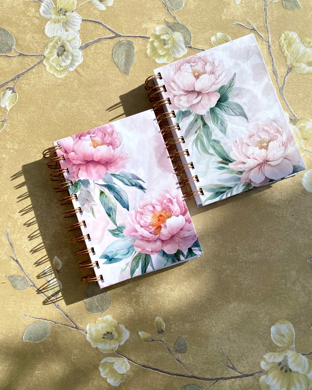 Floral Peony Dotted Journal Notebook | Peonies Illustration Mini Journal