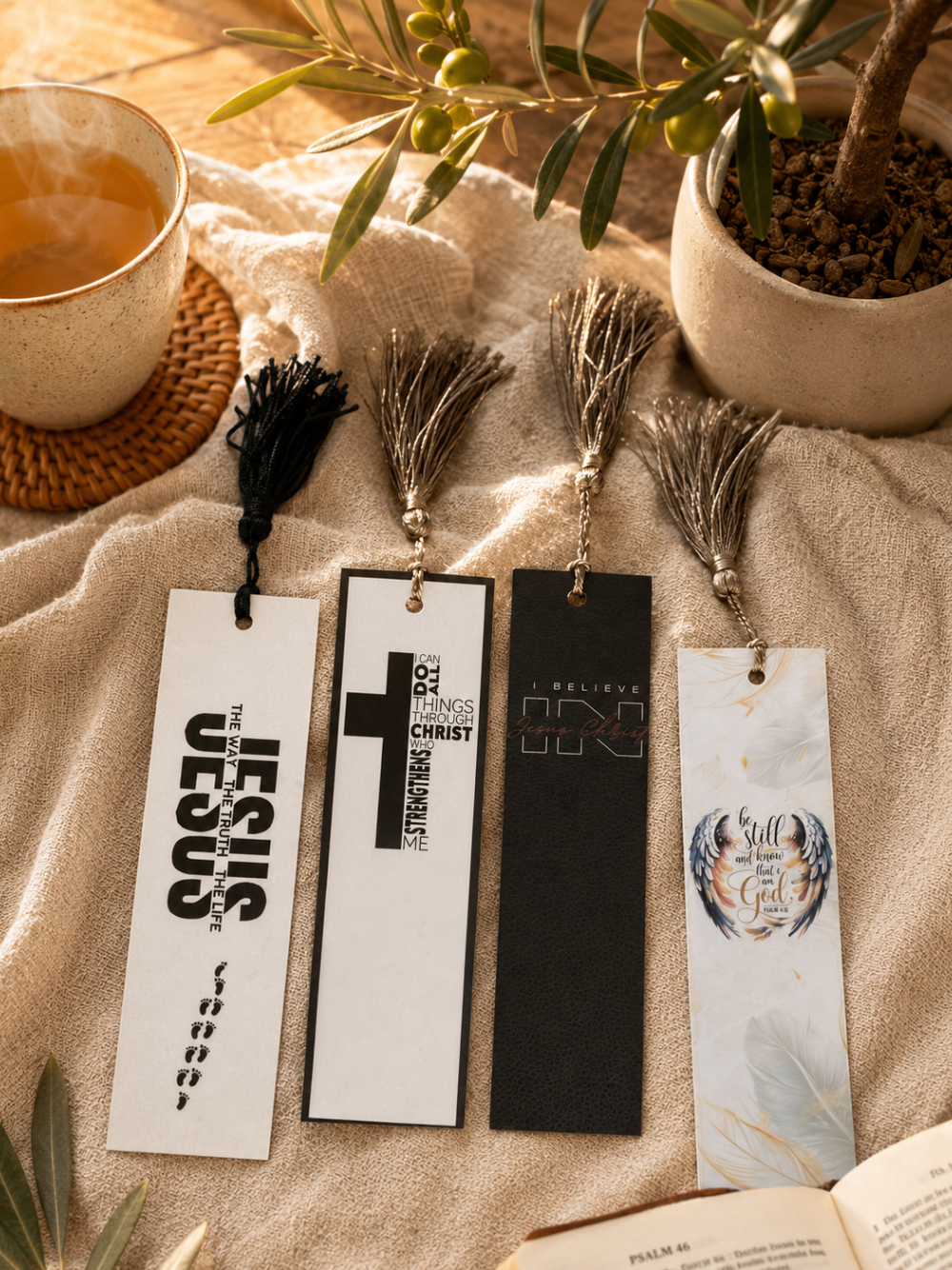 Faith-Themed Bookmark with Tassel | Bible Verse Christian Bookmarks in 8 Designs by Pluto Designs Studio Papel