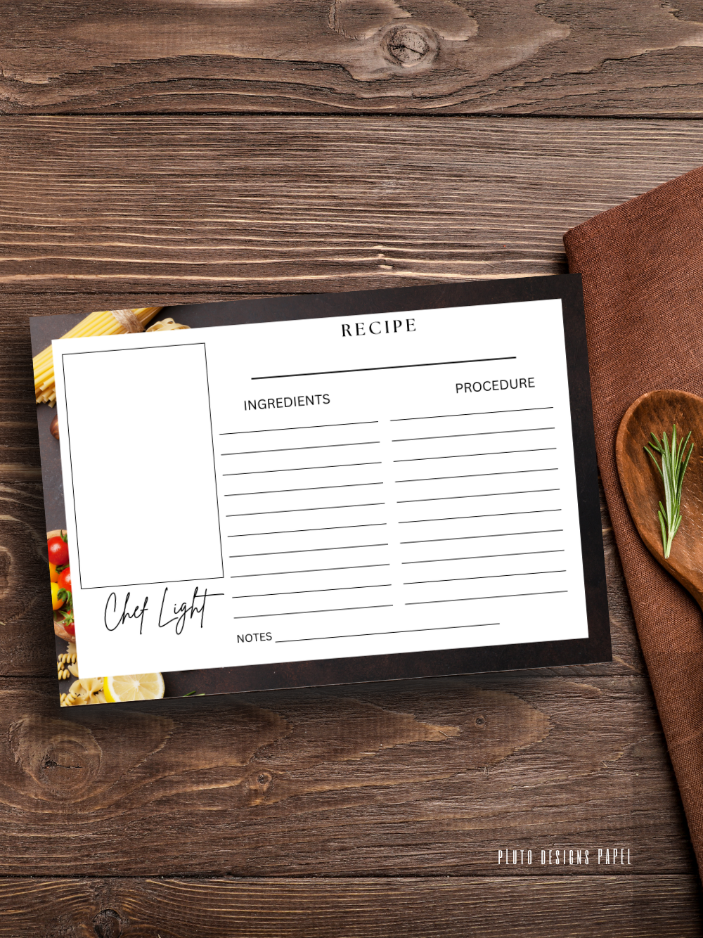 Blank Recipe Cards for Food Kitchen Recipes