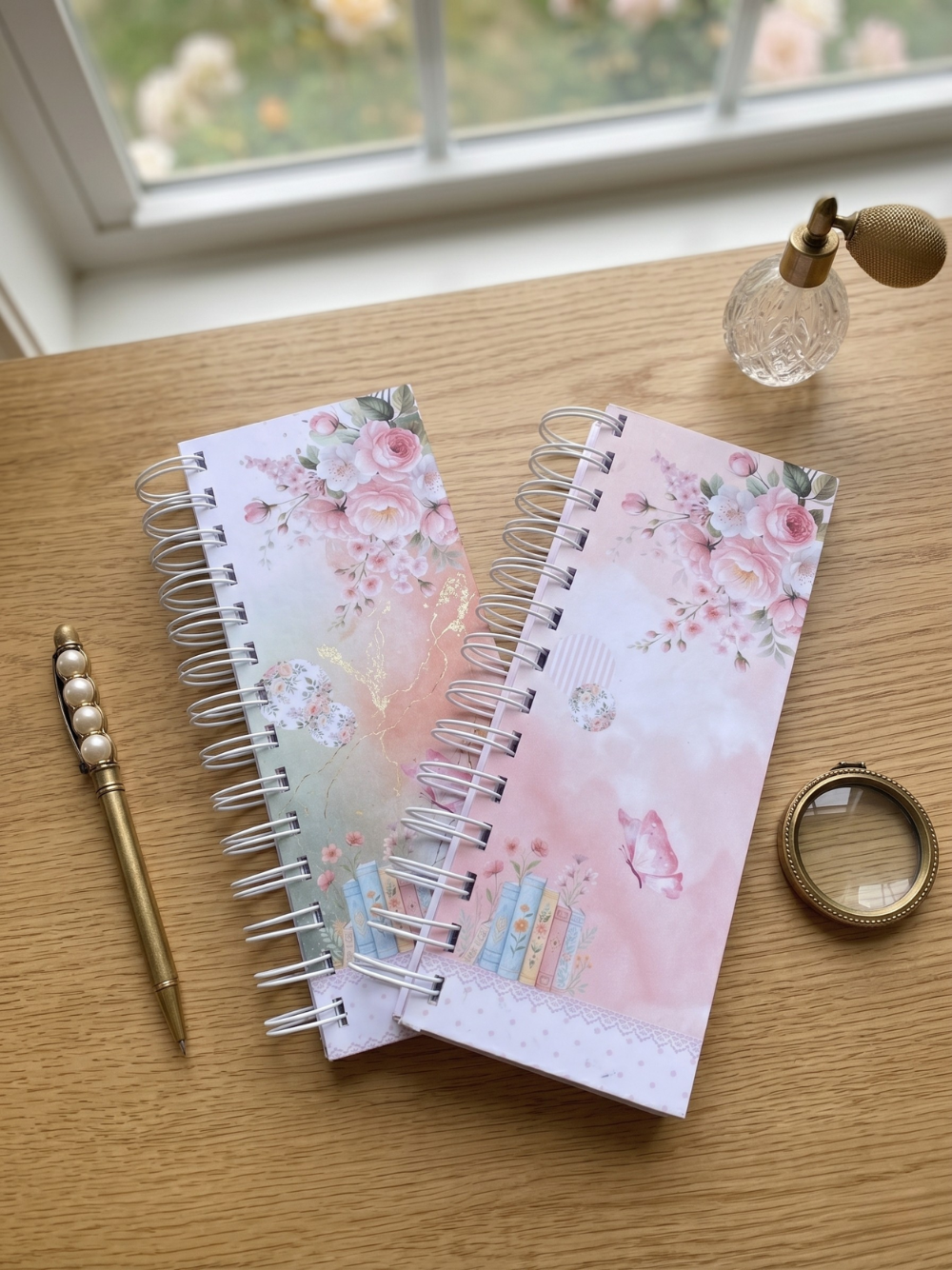 Whimsy Bloom Slim Spiral Writing Pad Elegant Slim Spiral Writing Pad | Dreamy Floral Stationery Notepad Planner