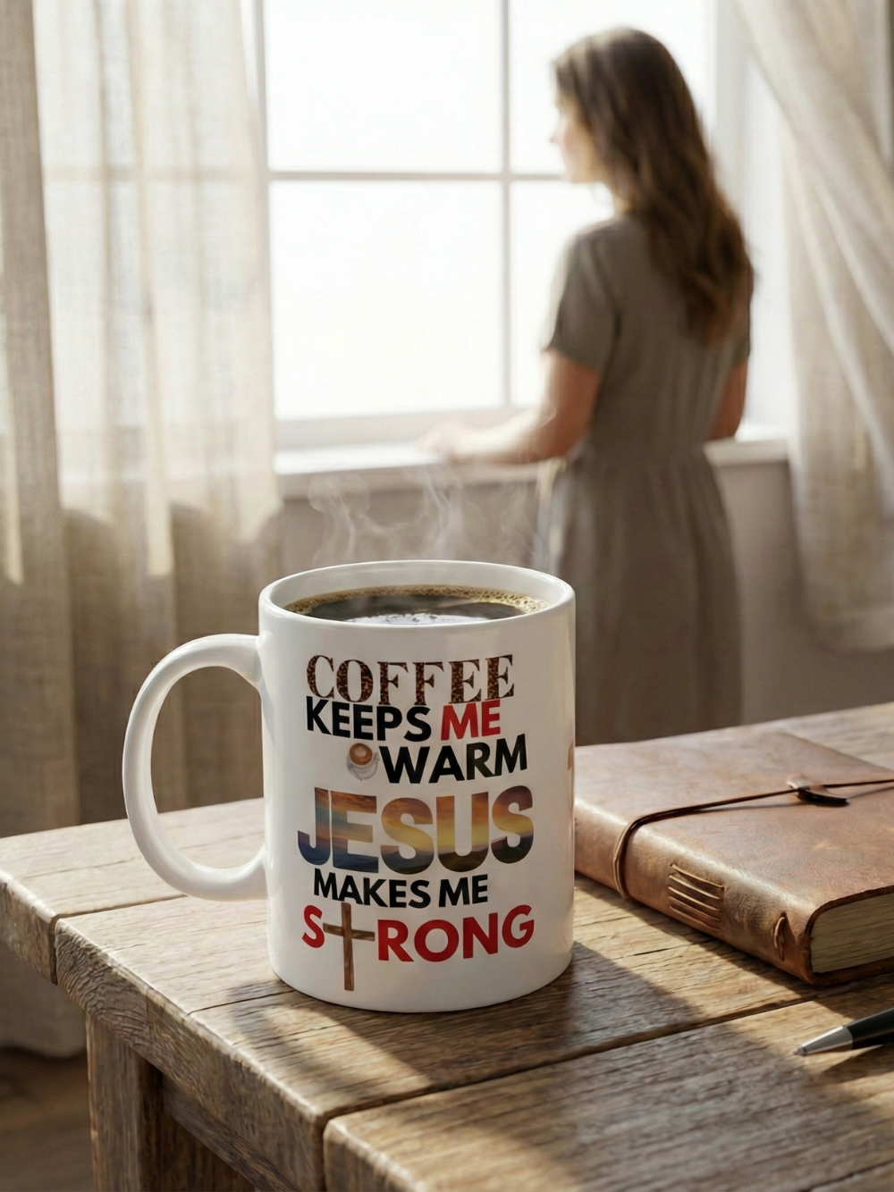 Jesus Makes Me Stronger Christian Coffee Chocolate Faith Ceramic Mug, (11oz, 15oz)
