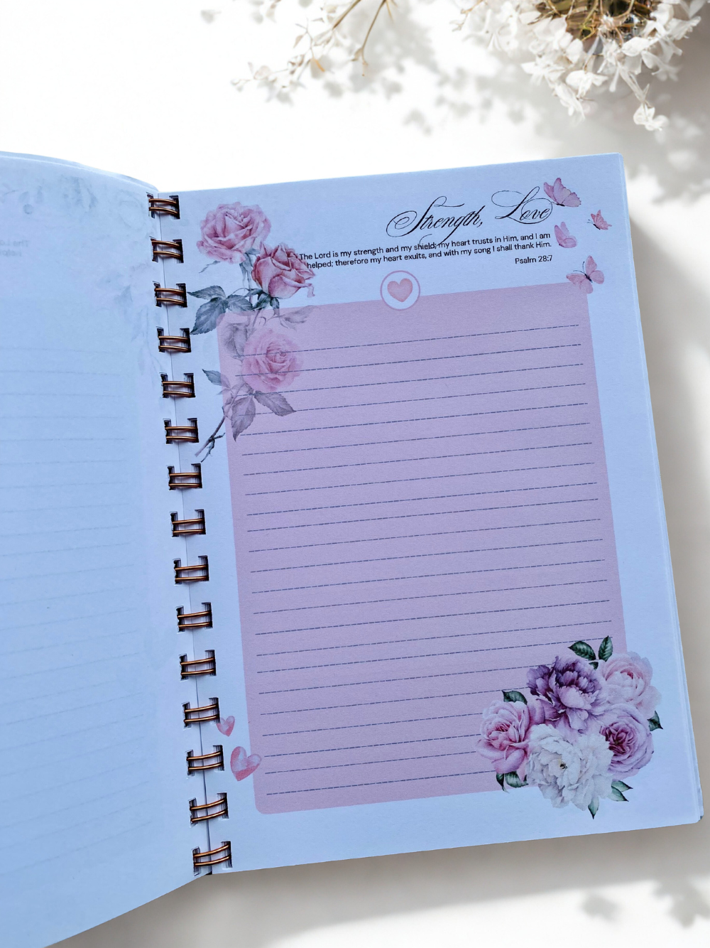 Vintage Floral Notebook Journal with Flower Detail in Spiral Bound
