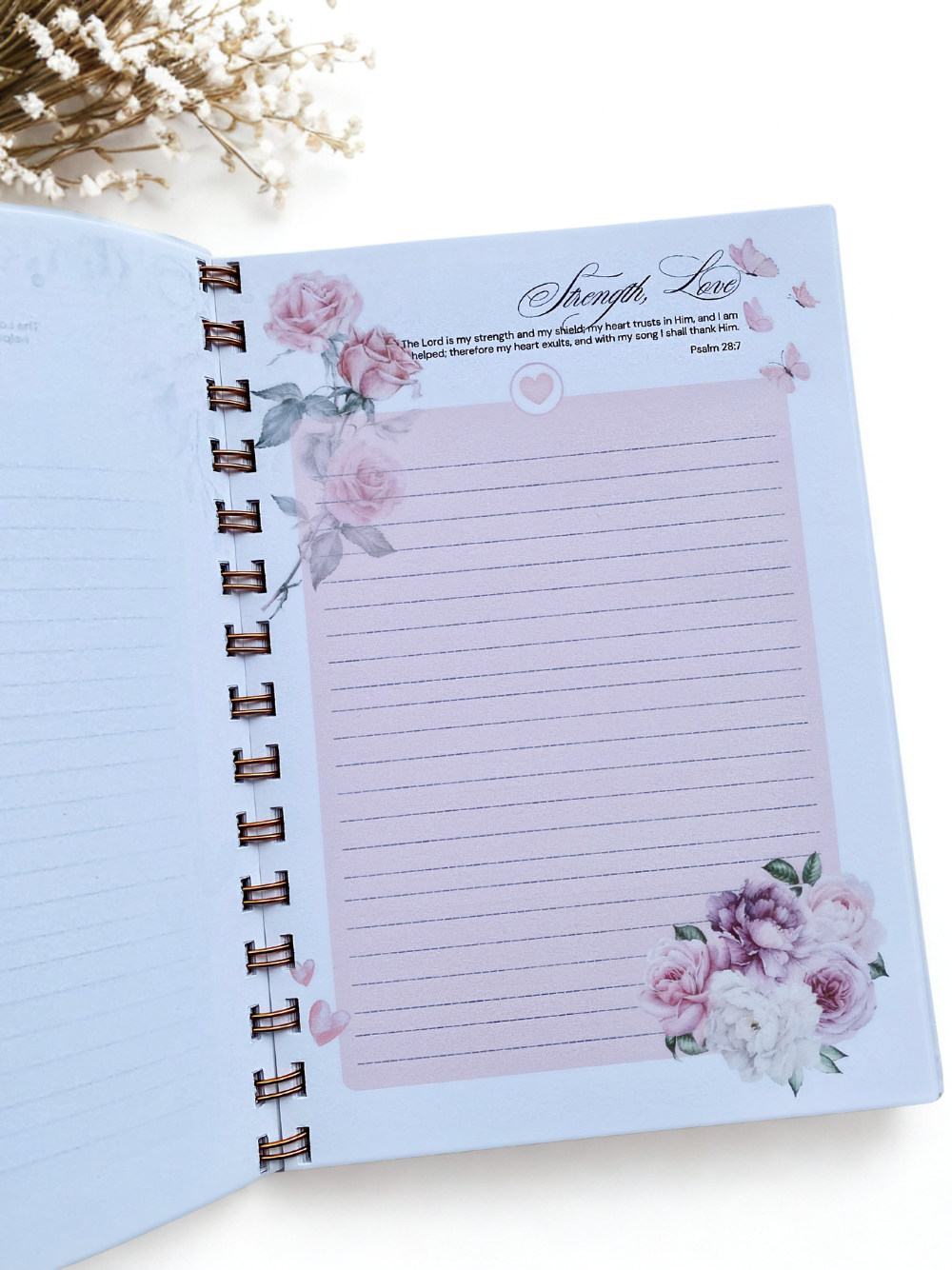 Vintage Floral Notebook Journal with Flower Detail in Spiral Bound