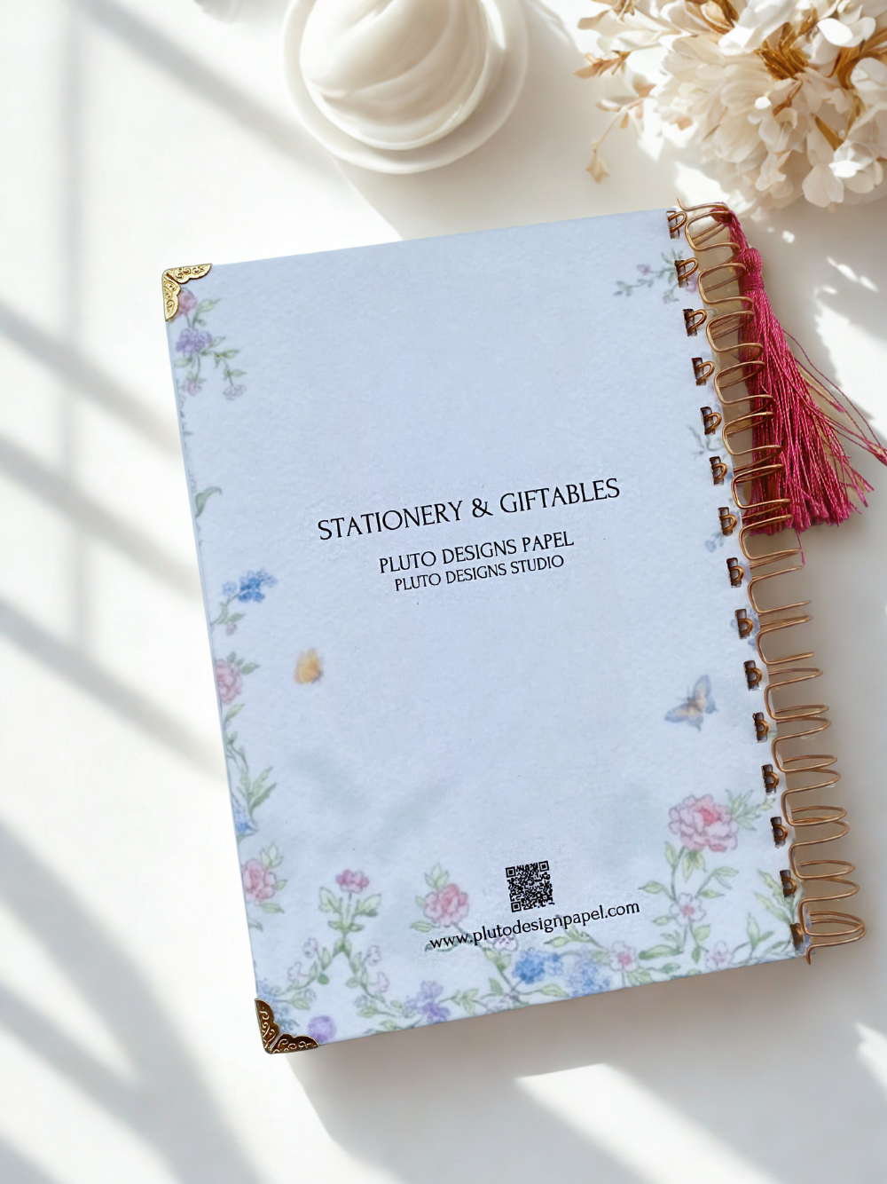 Vintage Floral Notebook Journal with Flower Detail in Spiral Bound