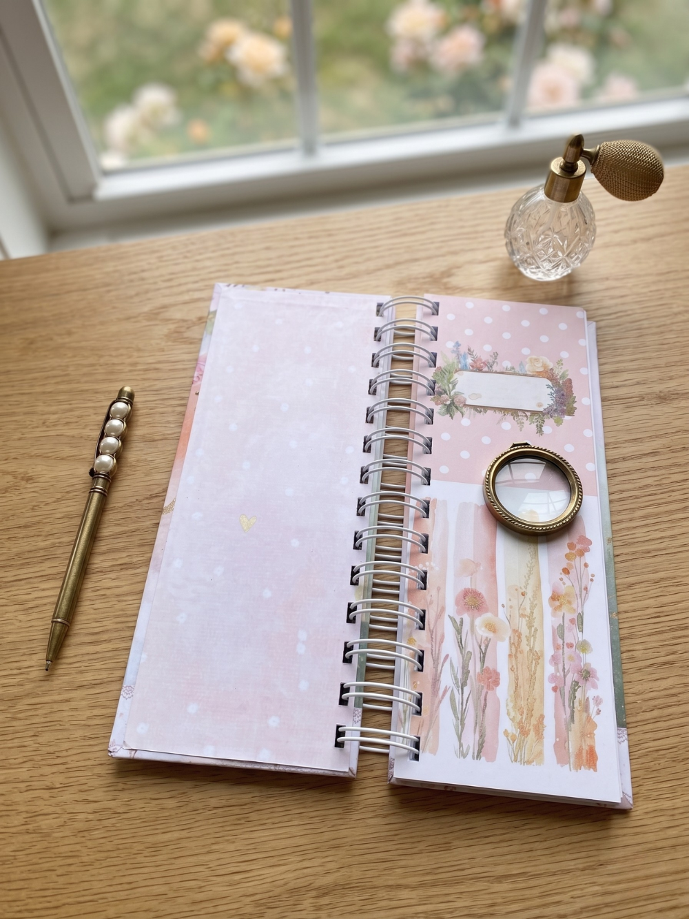 Whimsy Bloom Slim Spiral Writing Pad Elegant Slim Spiral Writing Pad | Dreamy Floral Stationery Notepad Planner