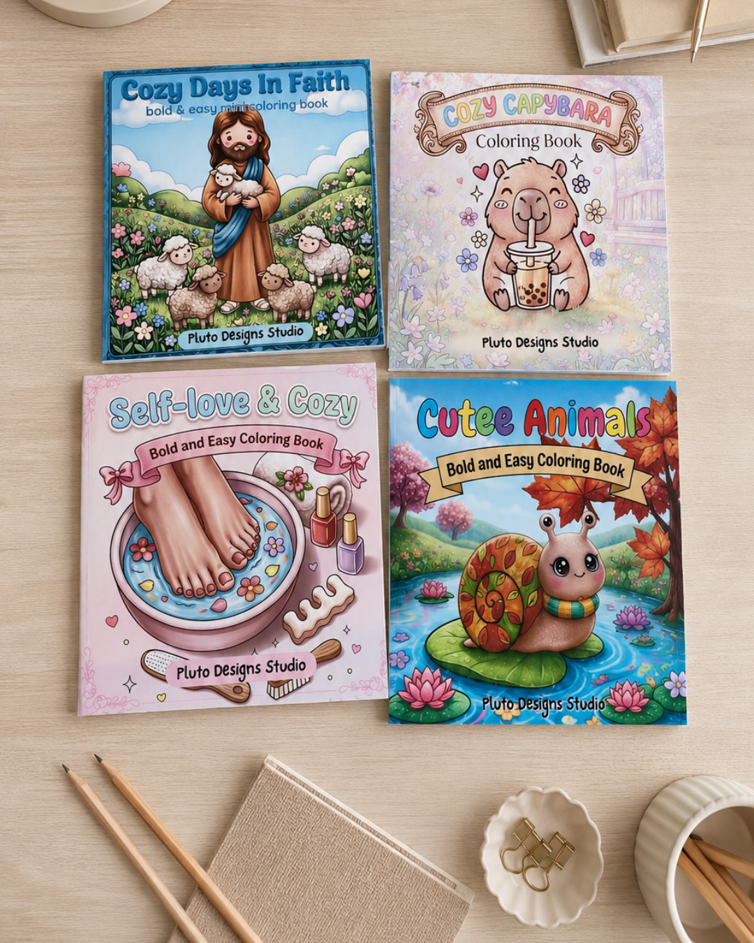 Christian Mini Coloring Book | Bold &amp; Easy Bible-Themed Coloring Book | 4x4 Inch Pocket Coloring Book
