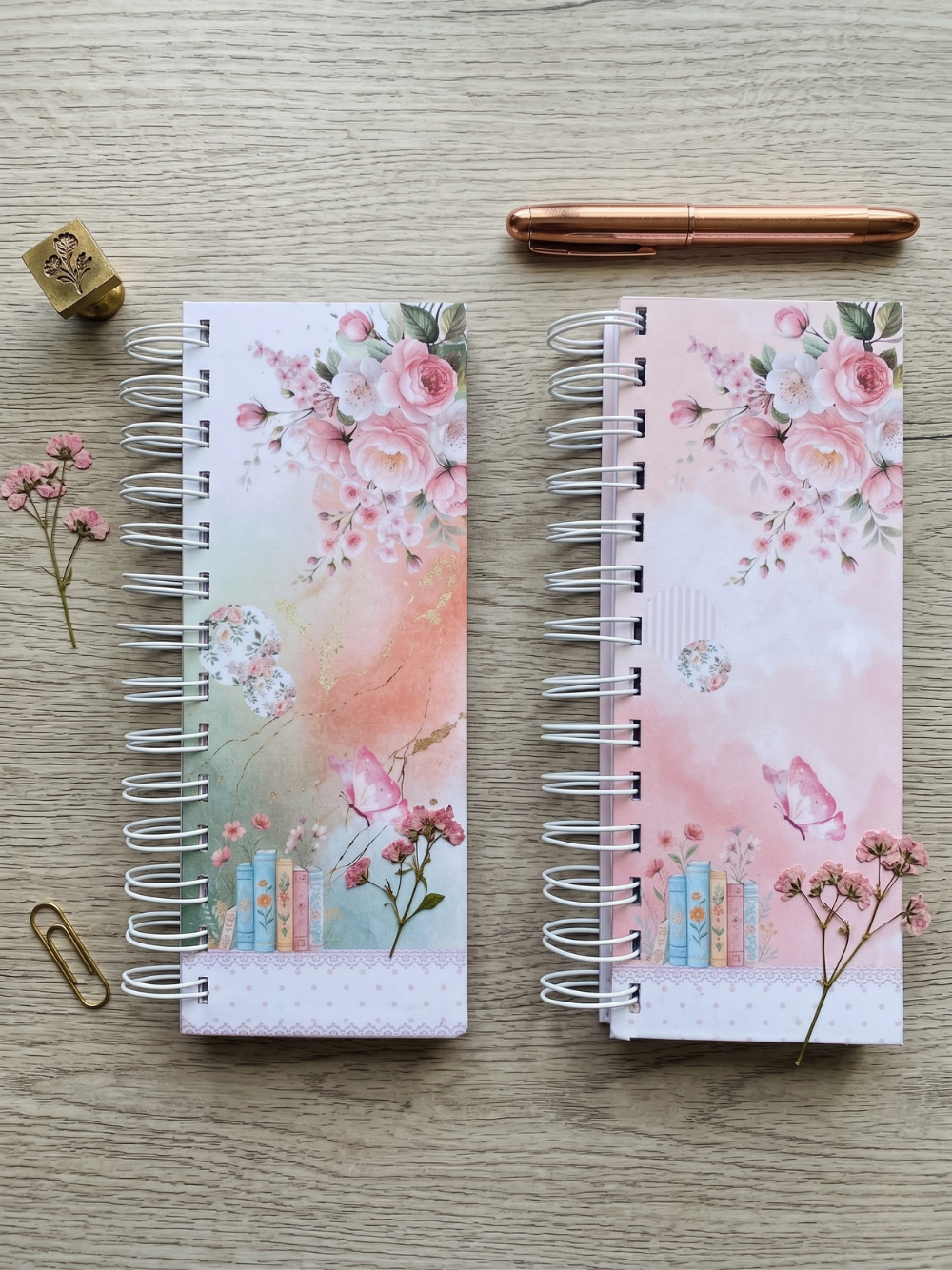 Whimsy Bloom Slim Spiral Writing Pad Elegant Slim Spiral Writing Pad | Dreamy Floral Stationery Notepad Planner